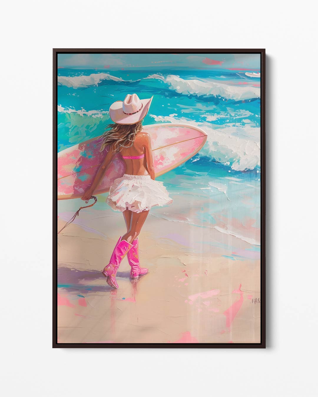 Surfcowgirl Dromen Kunstwerk-canvas-dibond-plexiglas-wanddecoratie-WallArtistic