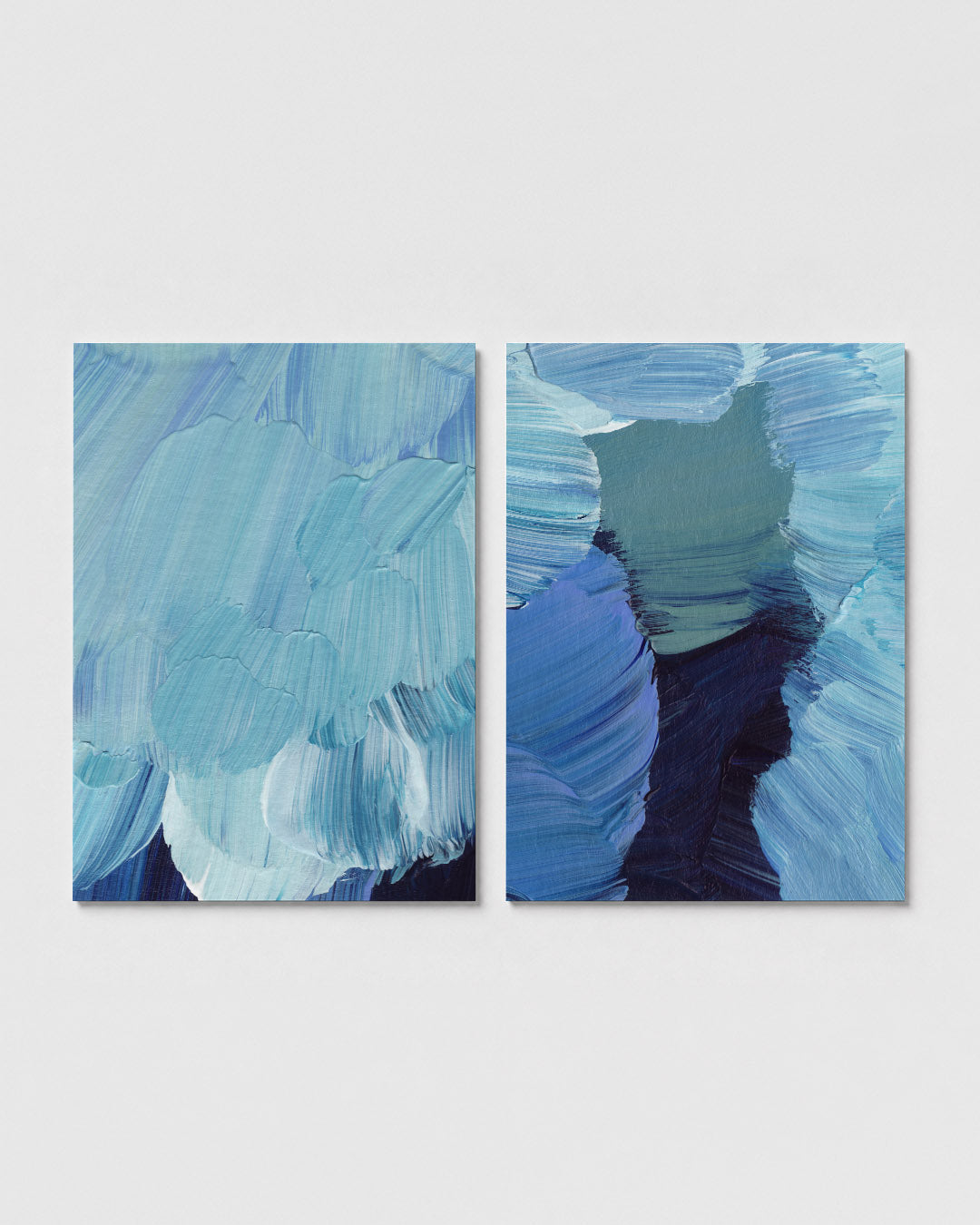 Blauwe penseelstreken Posterset