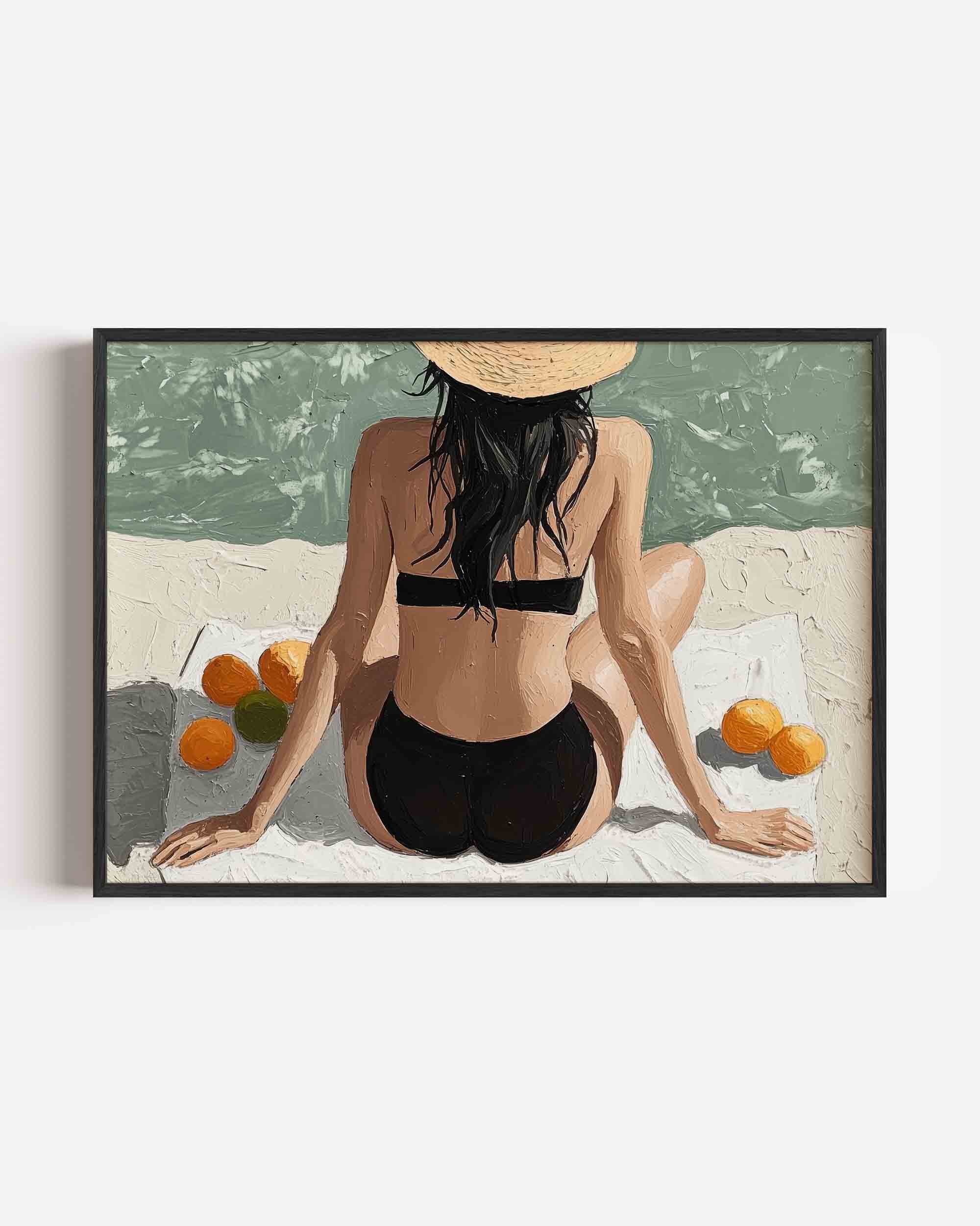 Vrouw op strand Poster