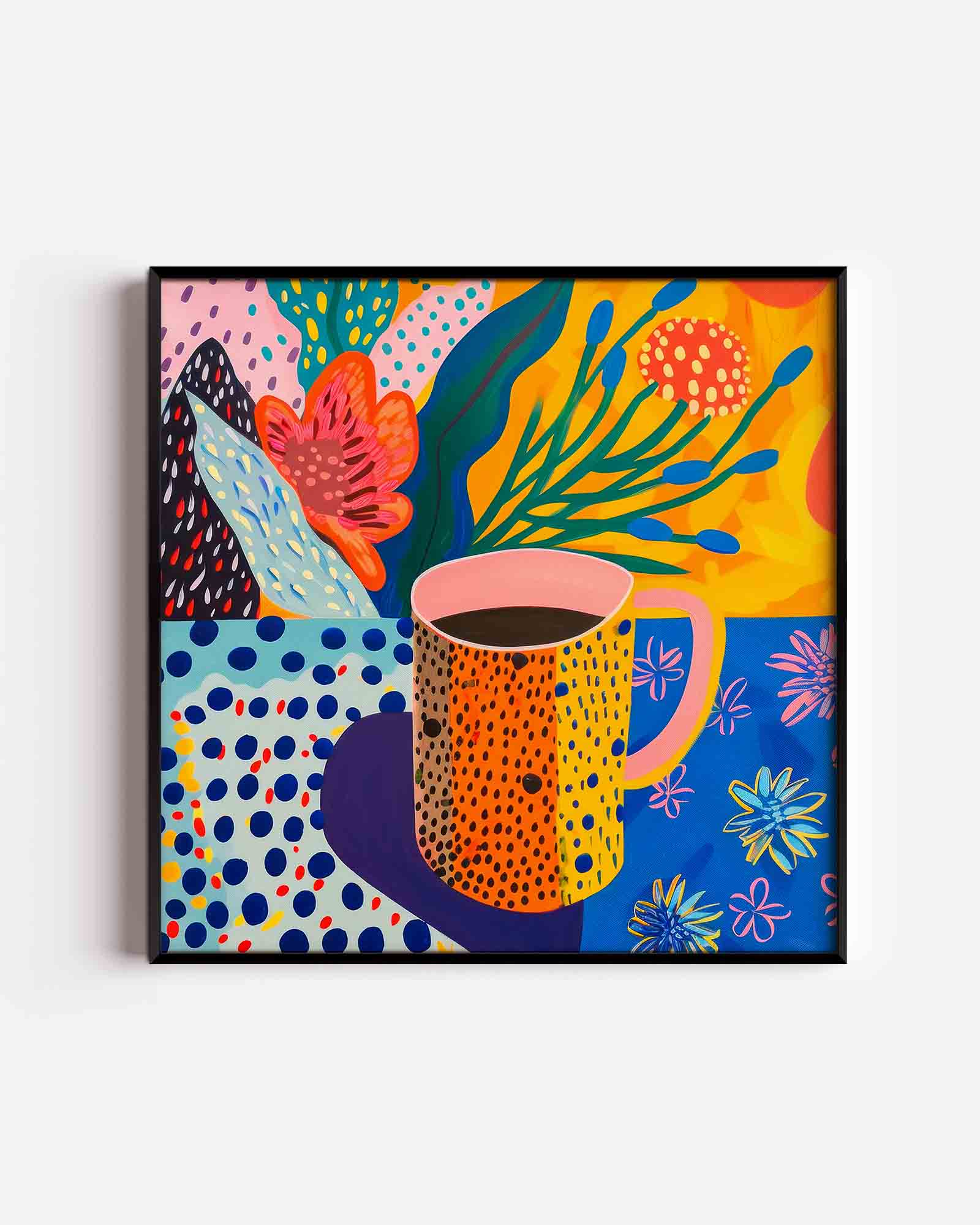 Gekleurde beker en bloemen Poster