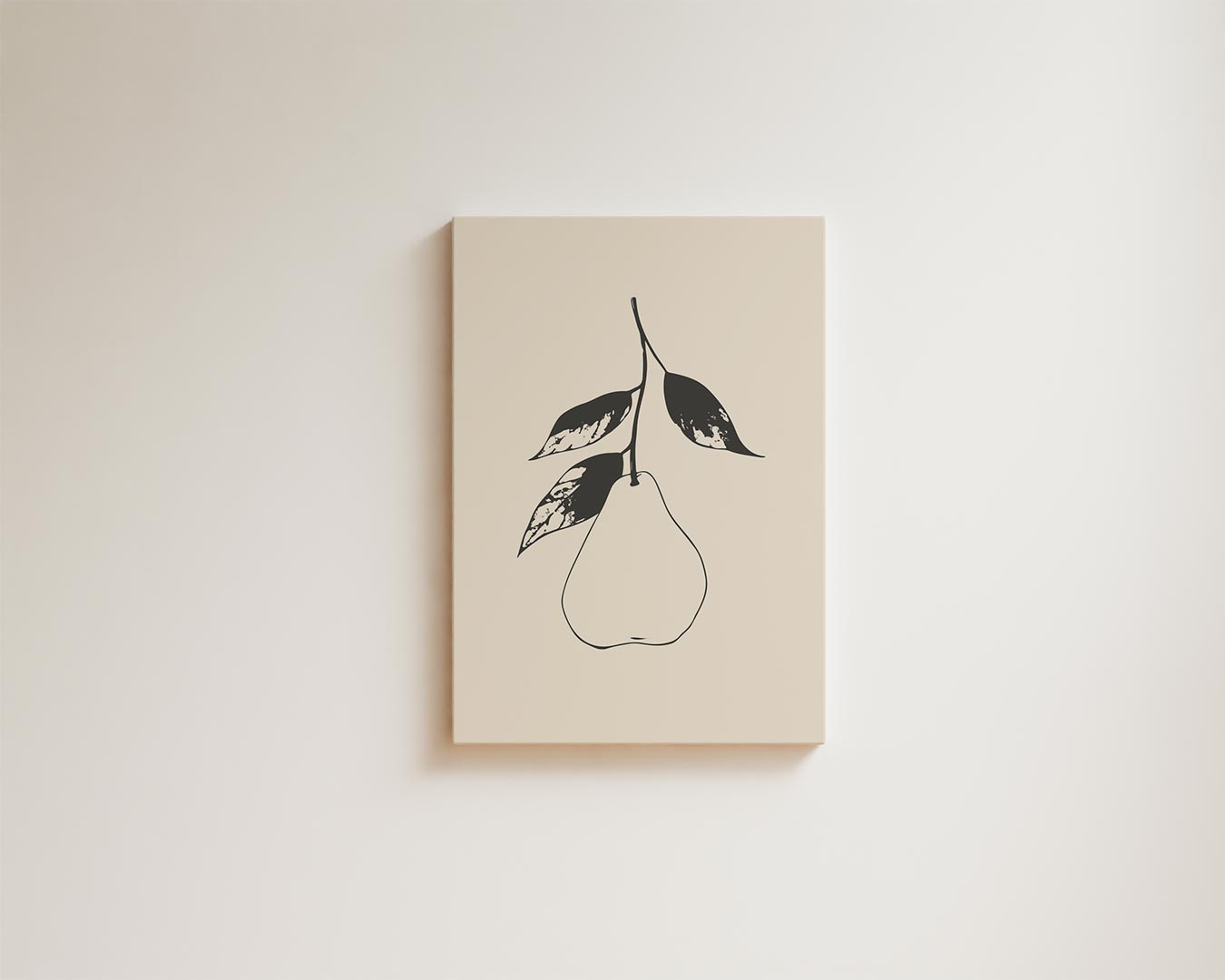 Minimalistische Peer met Bladeren Kunstwerk-canvas-dibond-plexiglas-wanddecoratie-WallArtistic