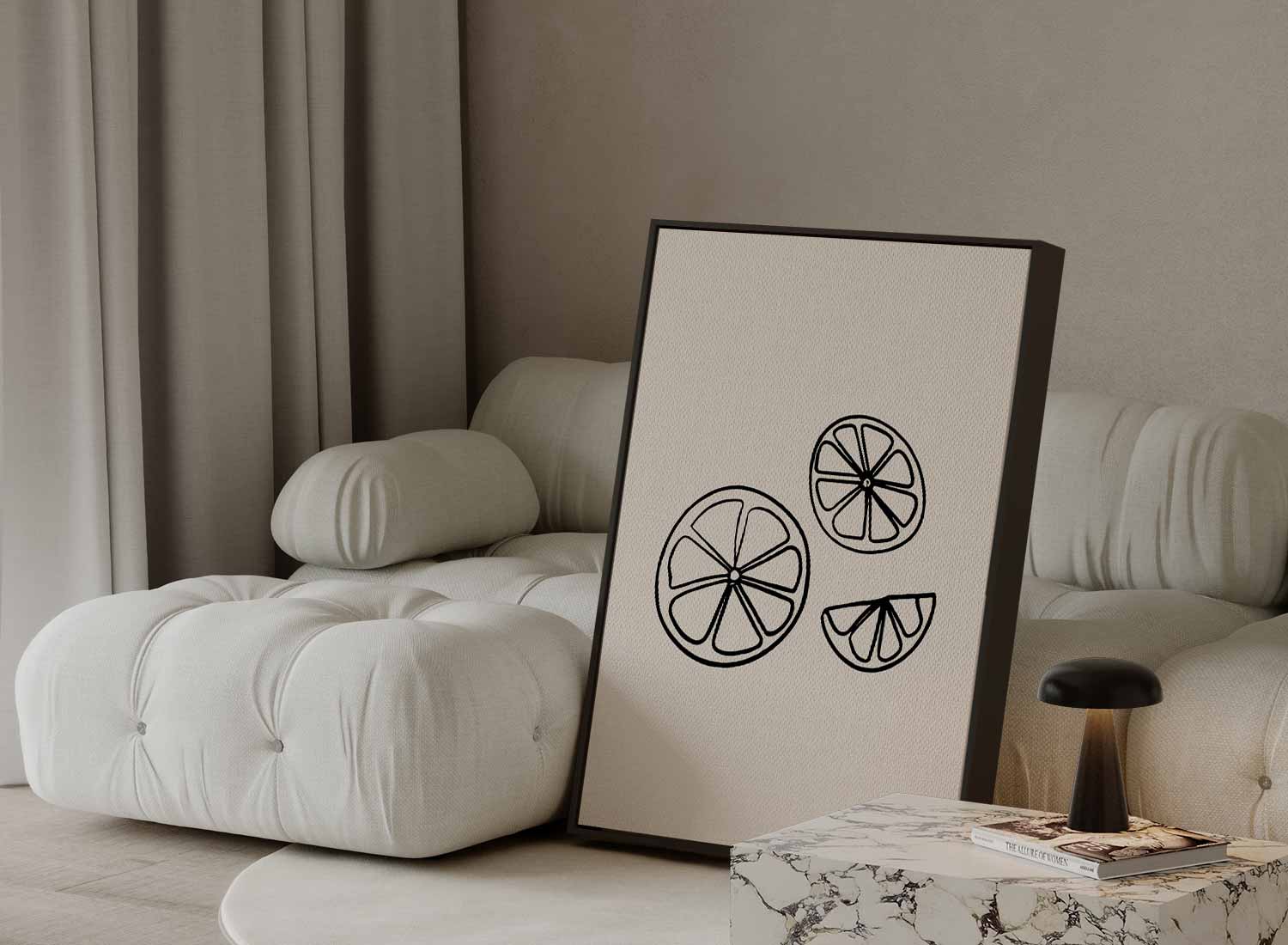 Zomerse Citrus Slices Illustratie Kunstwerk-canvas-dibond-plexiglas-wanddecoratie-WallArtistic