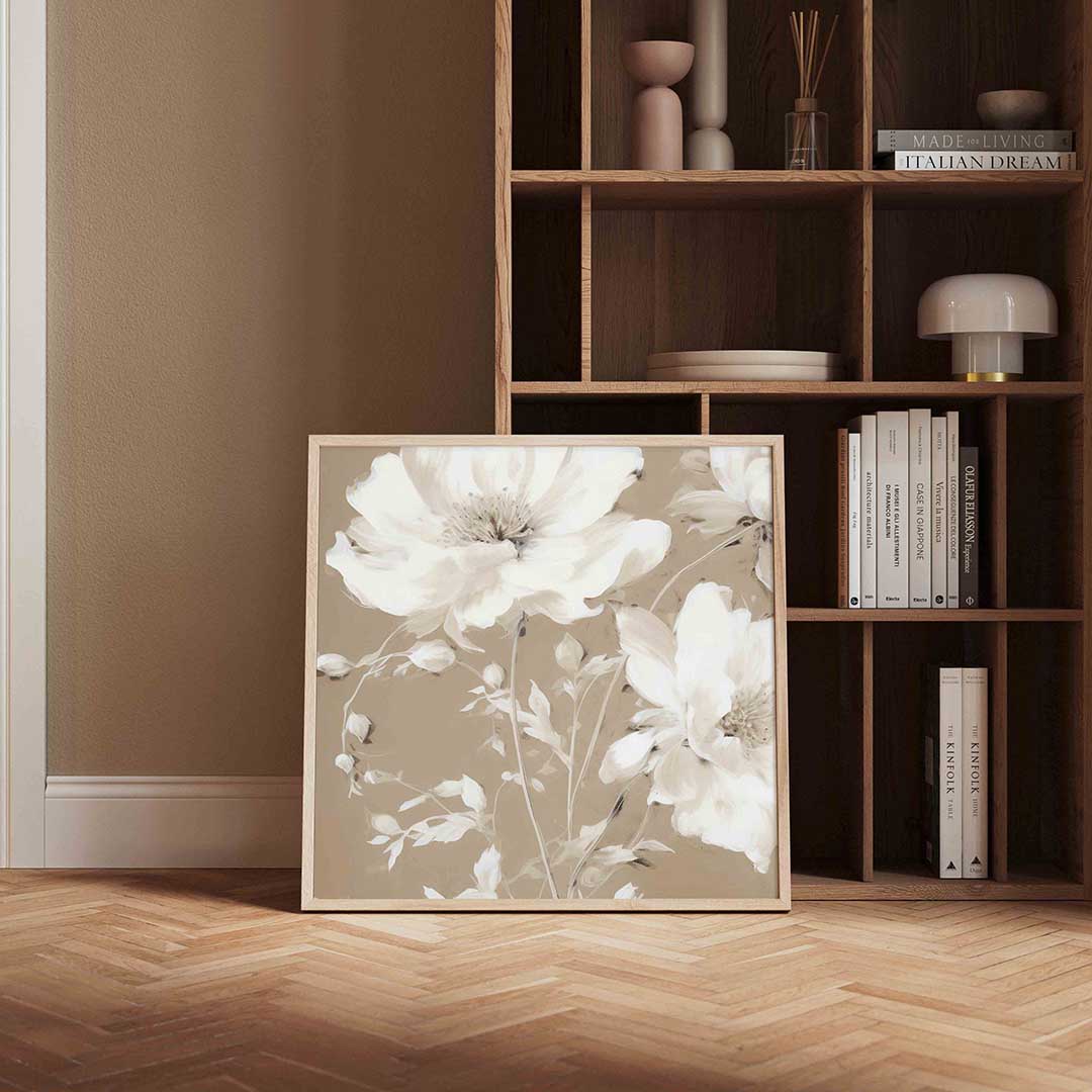 Bloemen op beige Poster
