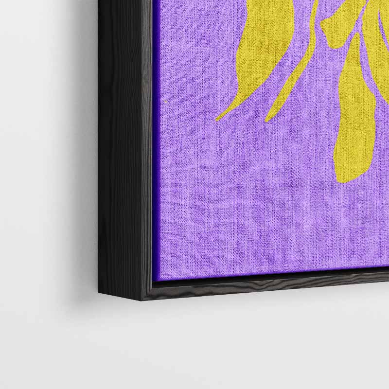 Bloemenenexplosie in Geel en Paars Kunstwerk-canvas-dibond-plexiglas-wanddecoratie-WallArtistic