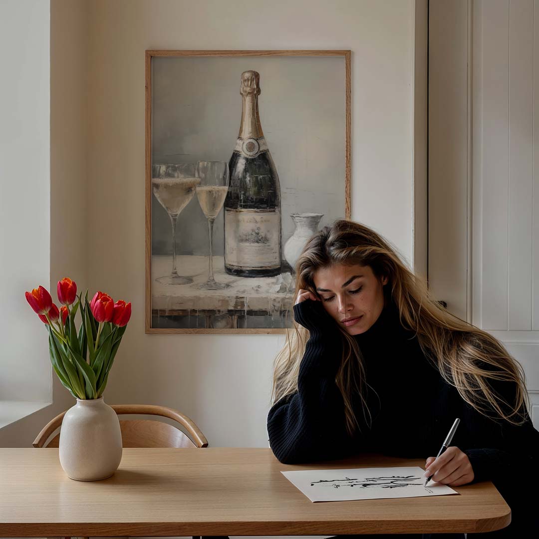 Luxe Champagne Stilleven Poster-WallArtistic