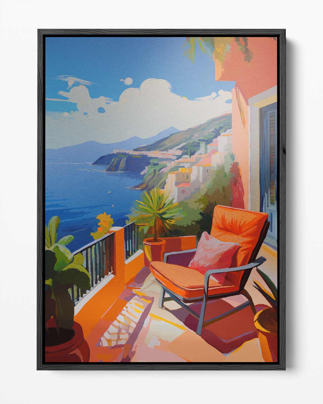 Zonovergoten Balkon aan Zee Kunstwerk-canvas-dibond-plexiglas-wanddecoratie-WallArtistic