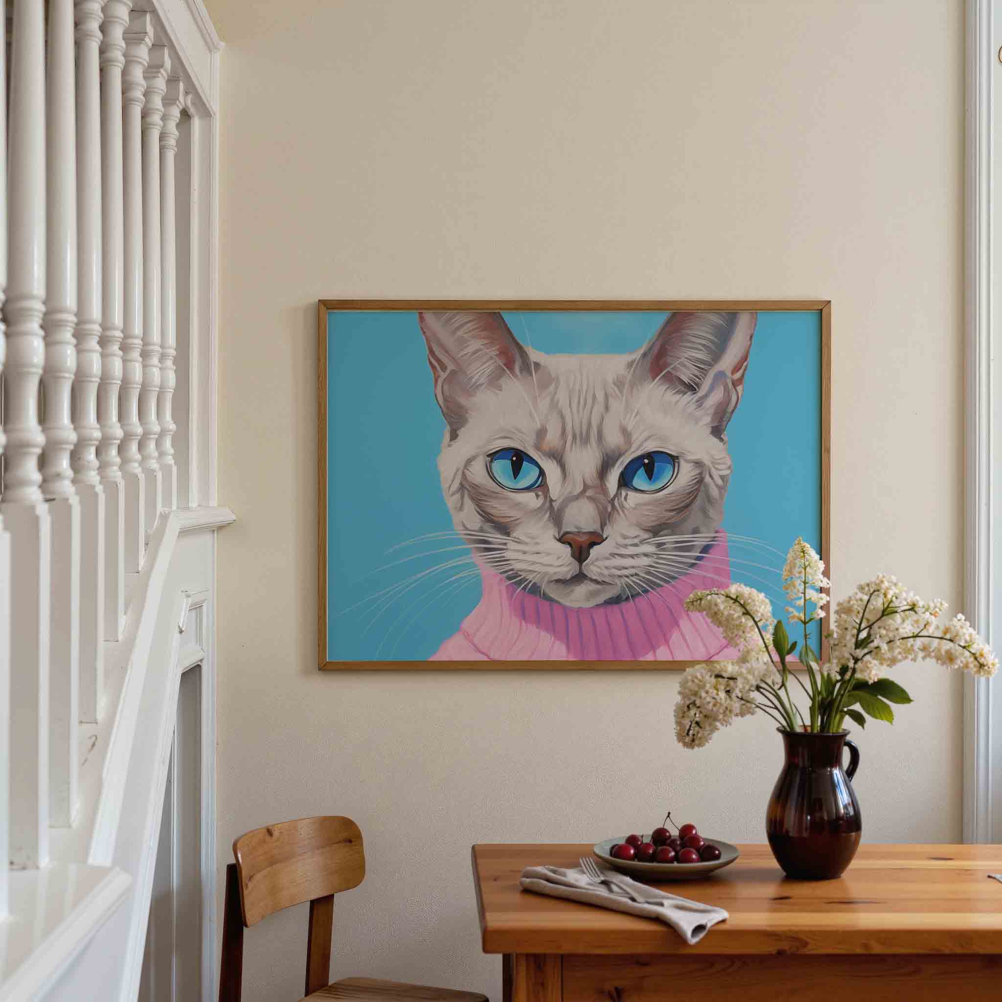 Kat met blauwe ogen Poster