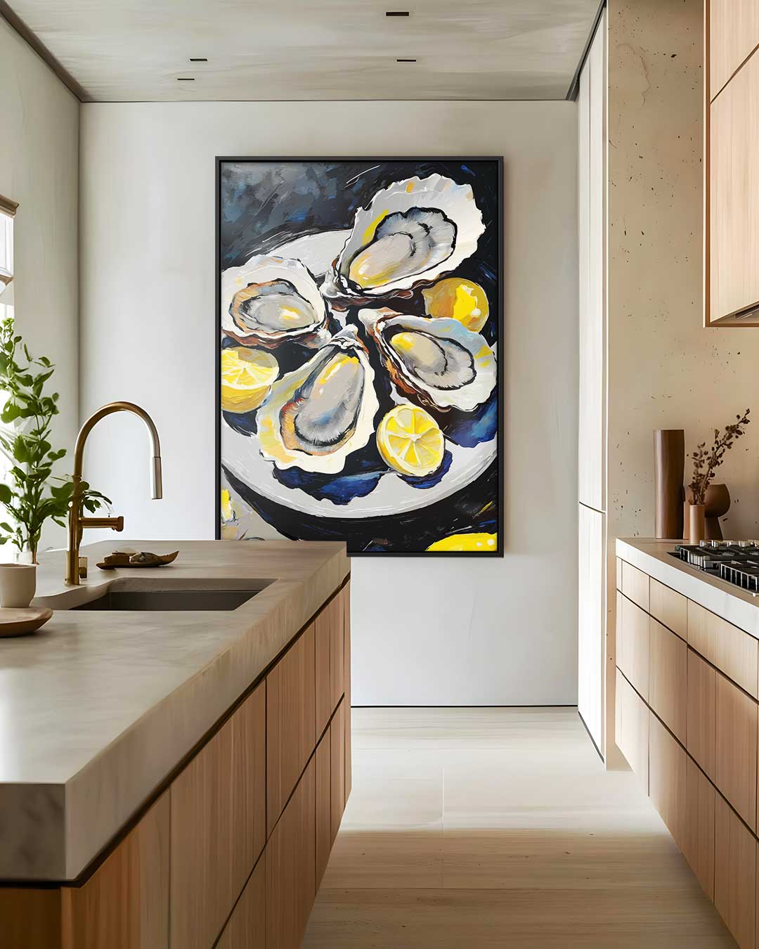 Schilderij van Oesters en Citroenen Kunstwerk-canvas-dibond-plexiglas-wanddecoratie-WallArtistic