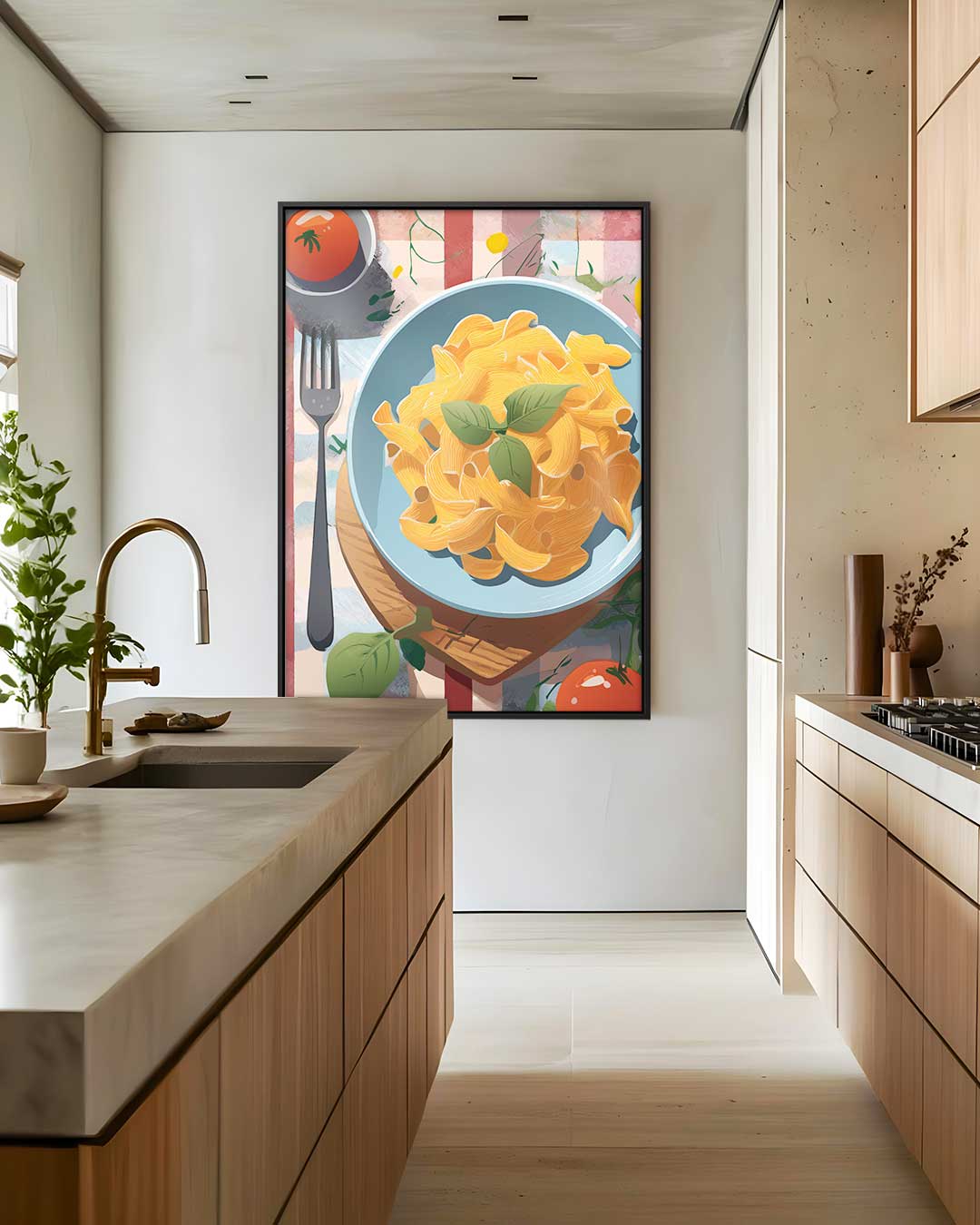 Italiaanse Zomer Pastaschilderij Kunstwerk-canvas-dibond-plexiglas-wanddecoratie-WallArtistic