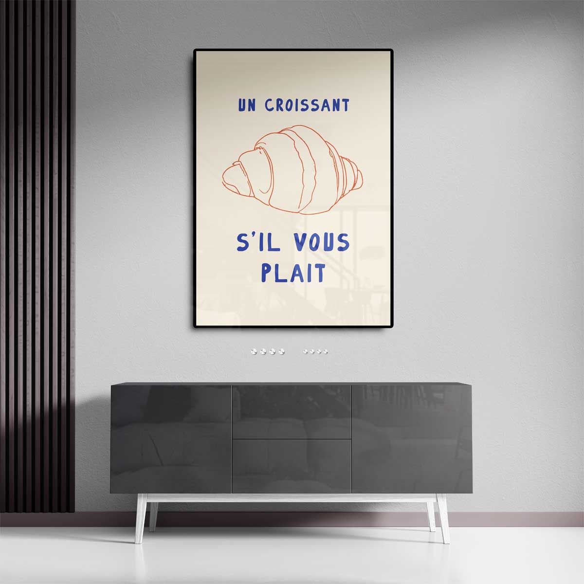 Charmante Croissant Illustratie Kunstwerk-canvas-dibond-plexiglas-wanddecoratie-WallArtistic