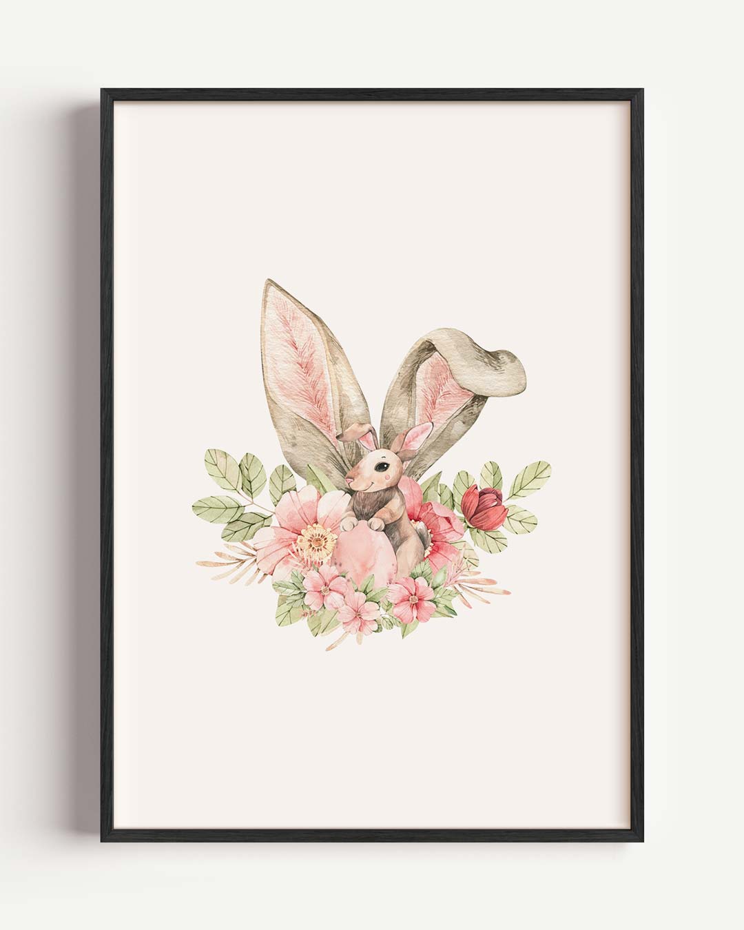 Lente Konijn met Bloemen Poster
