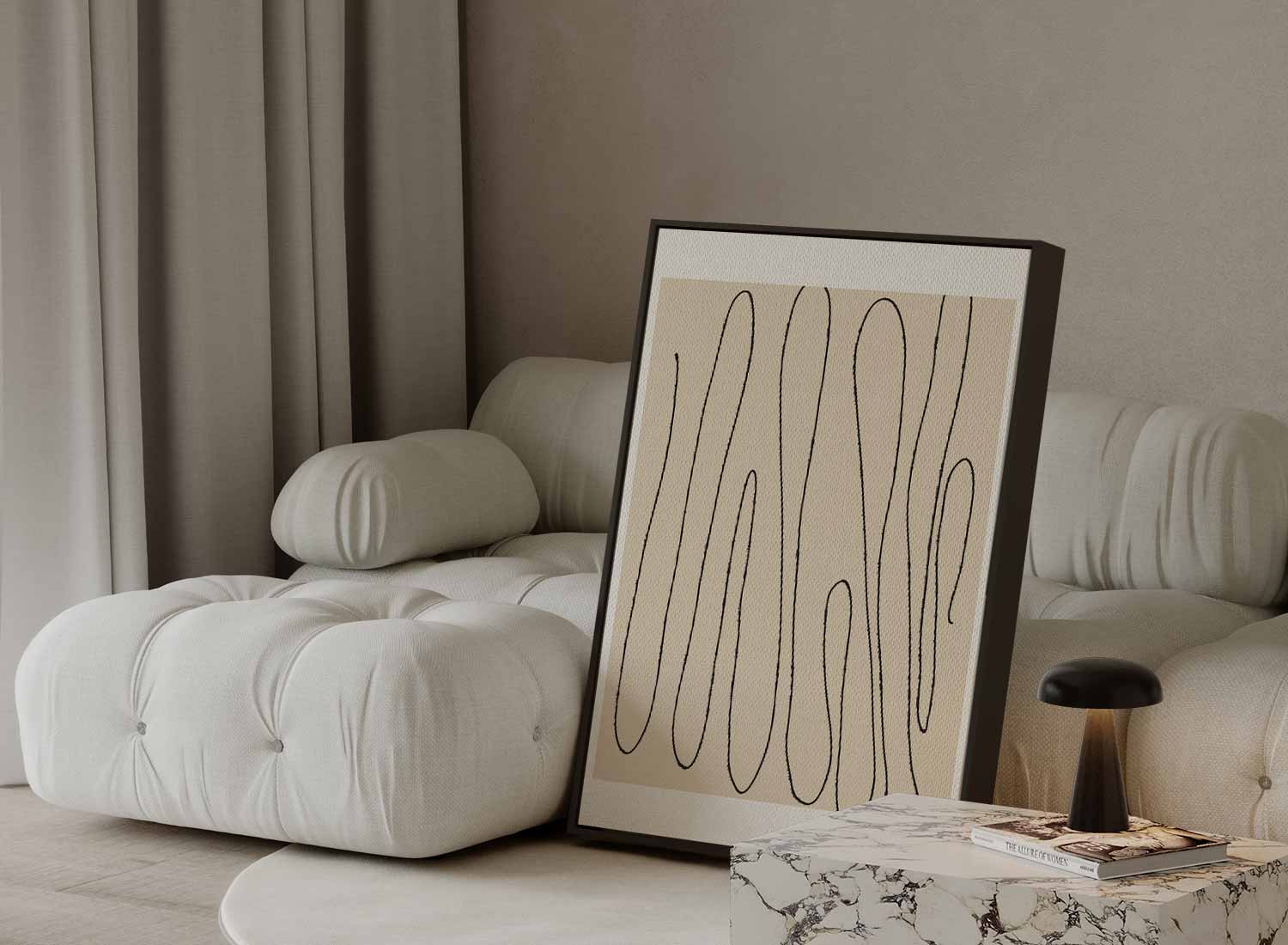 Zachte Lijnen Abstract Kunstwerk-canvas-dibond-plexiglas-wanddecoratie-WallArtistic