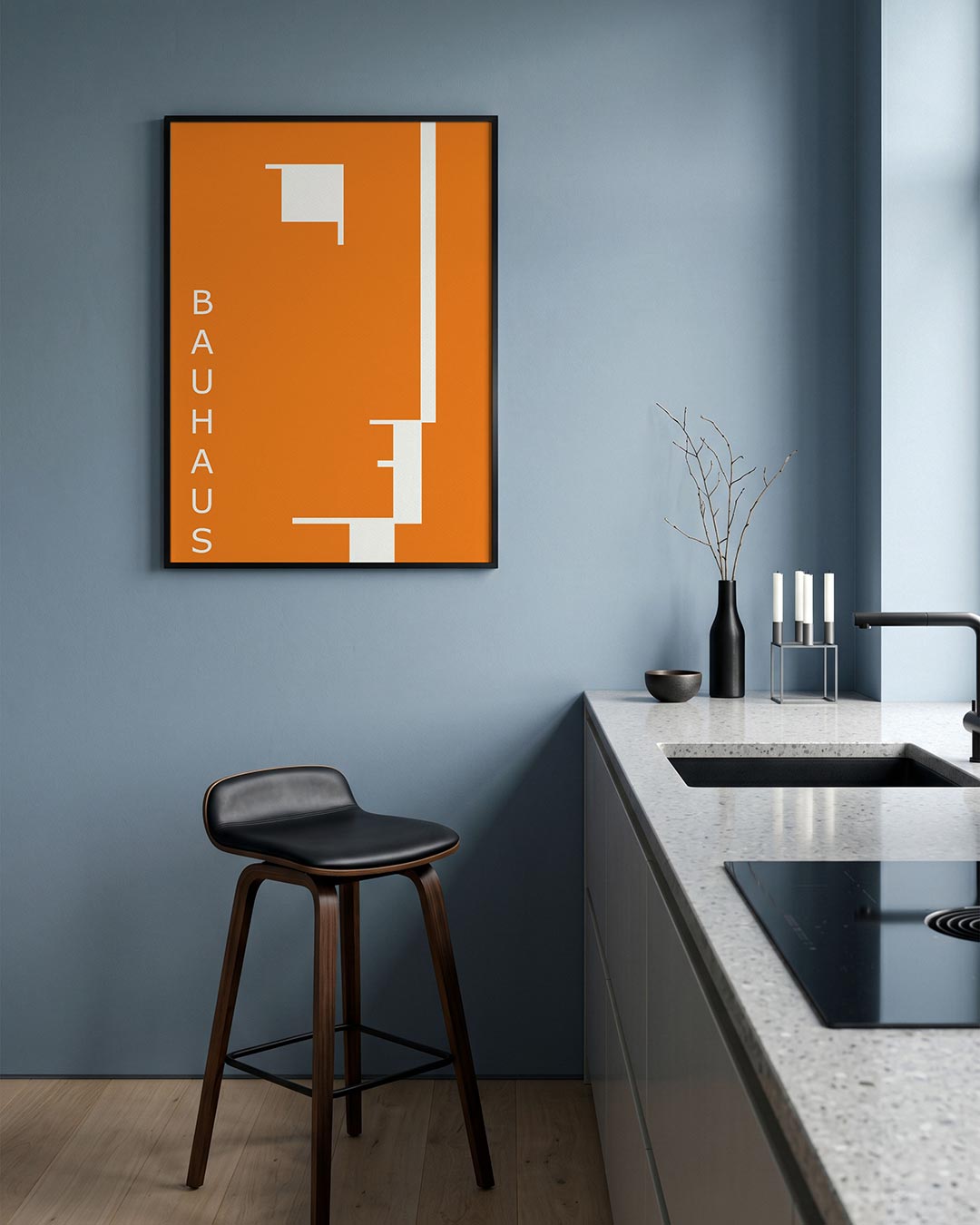 Oranje en wit Poster