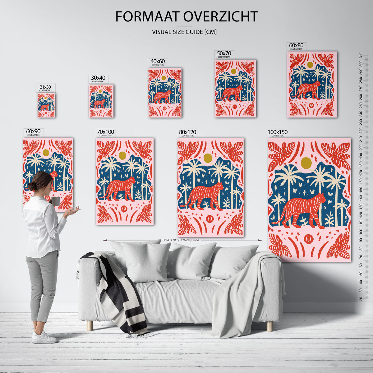 Tijger en palmbomen Poster
