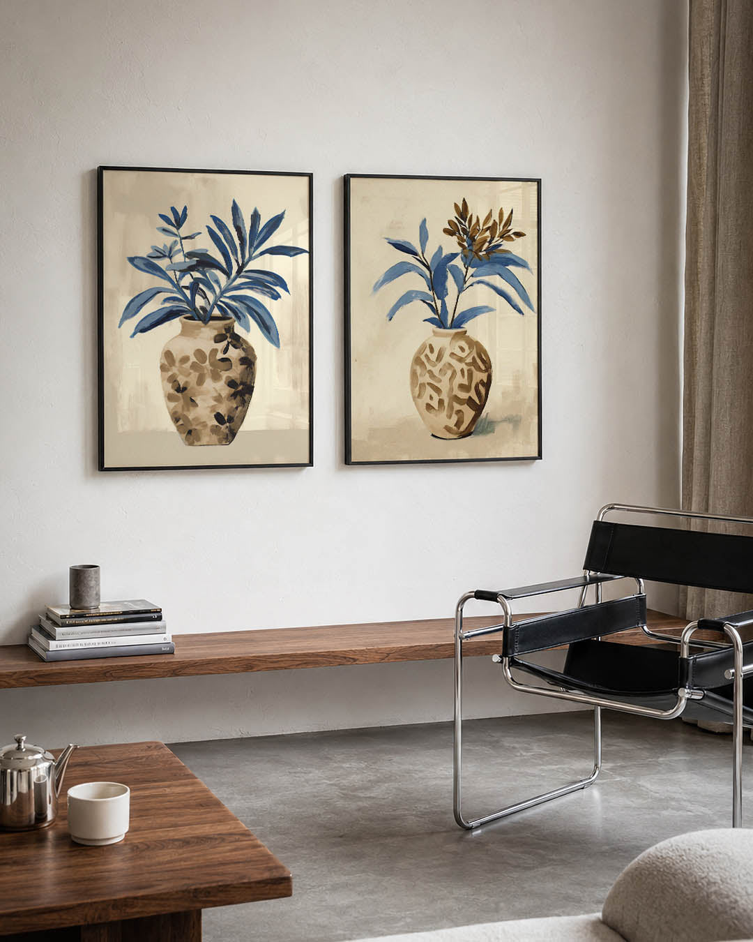 Blauwe bladeren Posterset