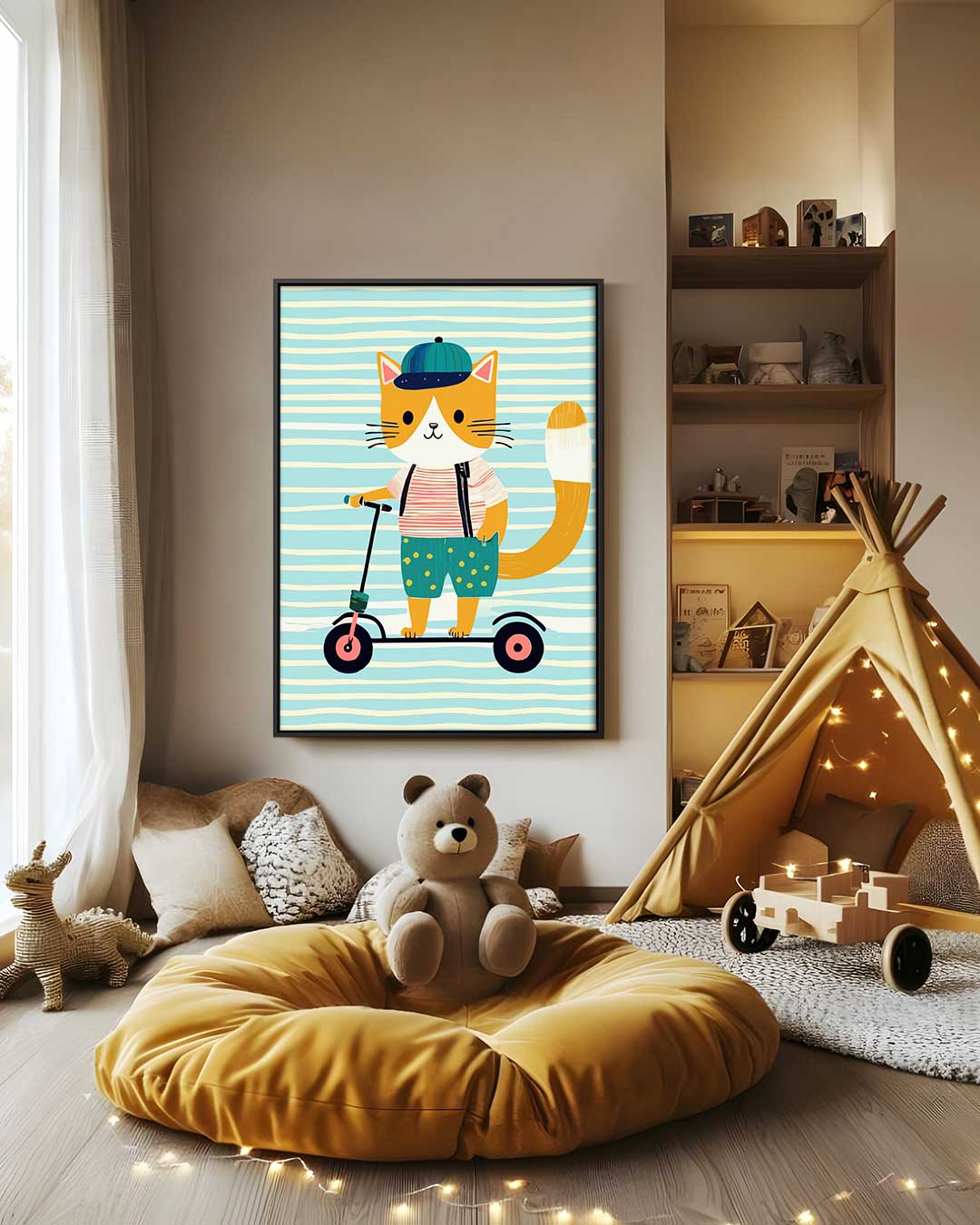 Stoere Kat op Step Kunstwerk-canvas-dibond-plexiglas-wanddecoratie-WallArtistic