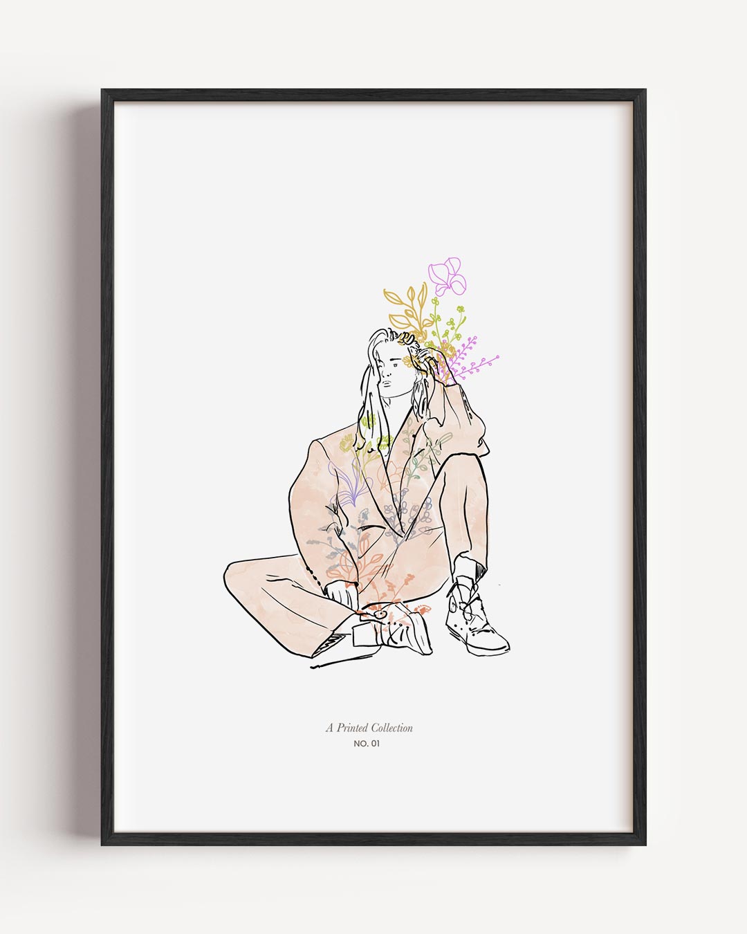 Vrouwelijke Bloemenillustratie Poster-WallArtistic