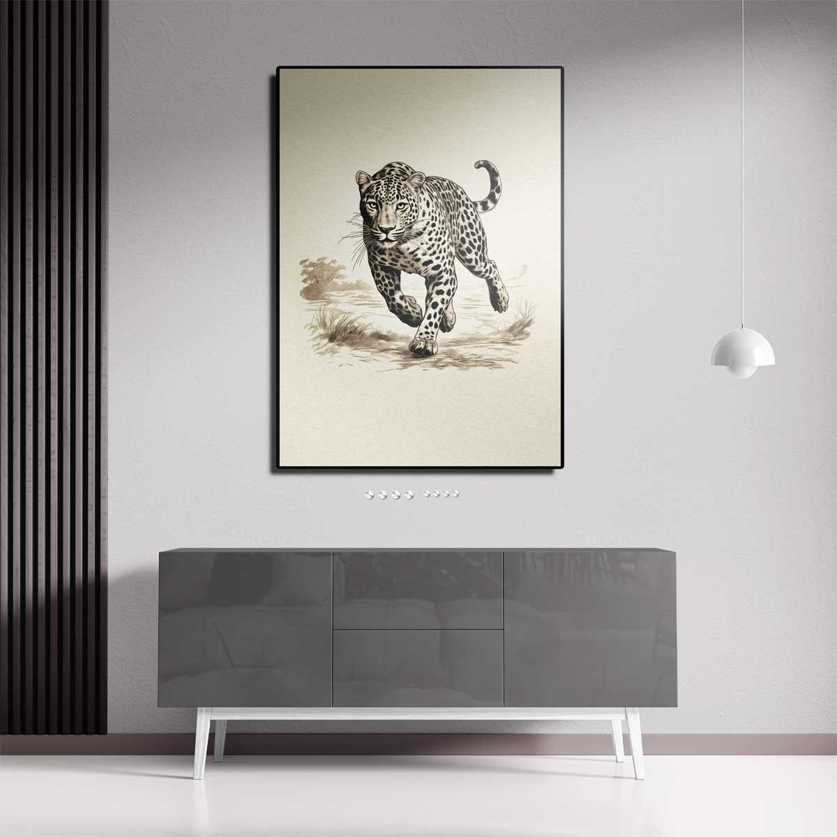 Sierlijke Jachtluipaard in Actie Kunstwerk-canvas-dibond-plexiglas-wanddecoratie-WallArtistic