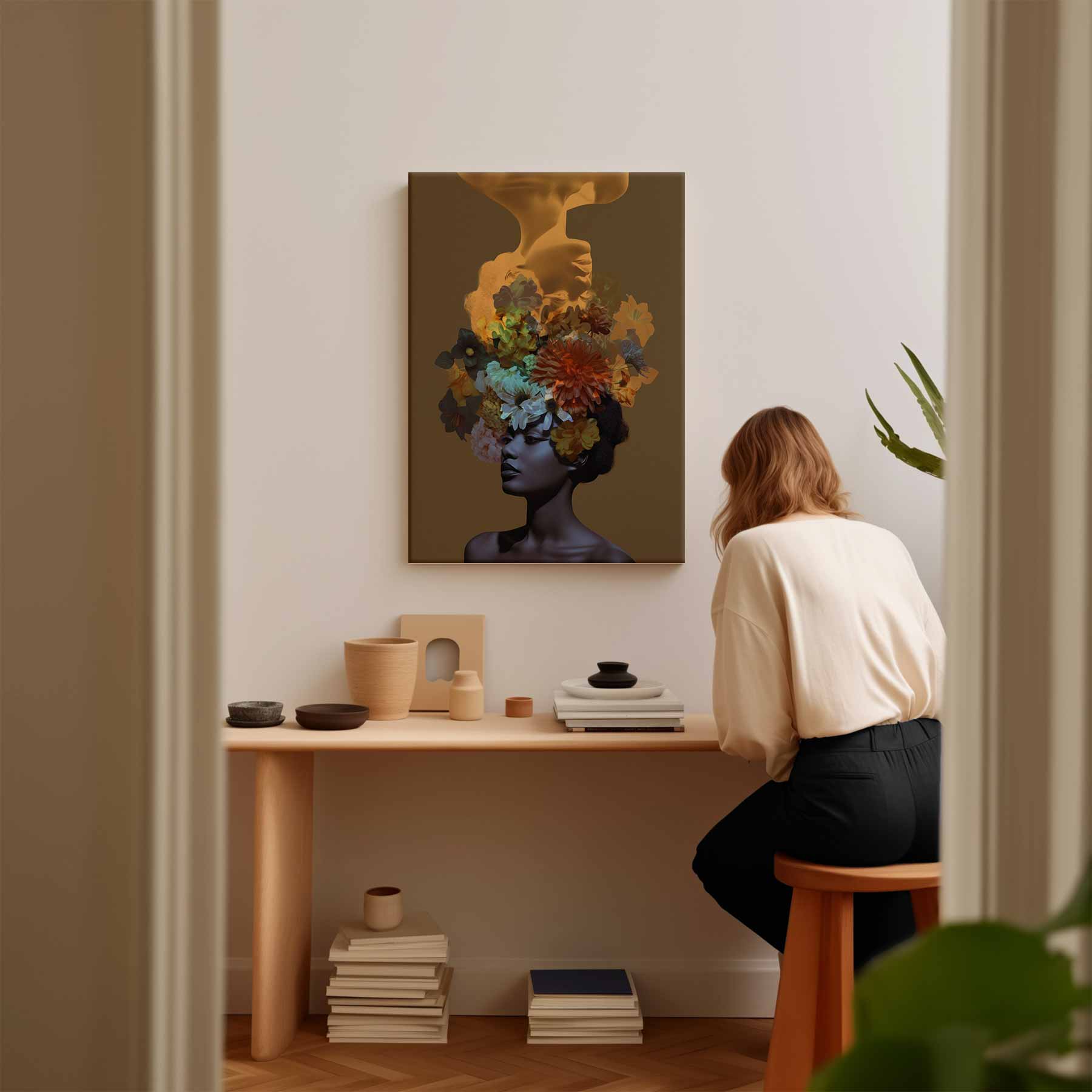 Bloemendroom Portret Kunstwerk-canvas-dibond-plexiglas-wanddecoratie-WallArtistic