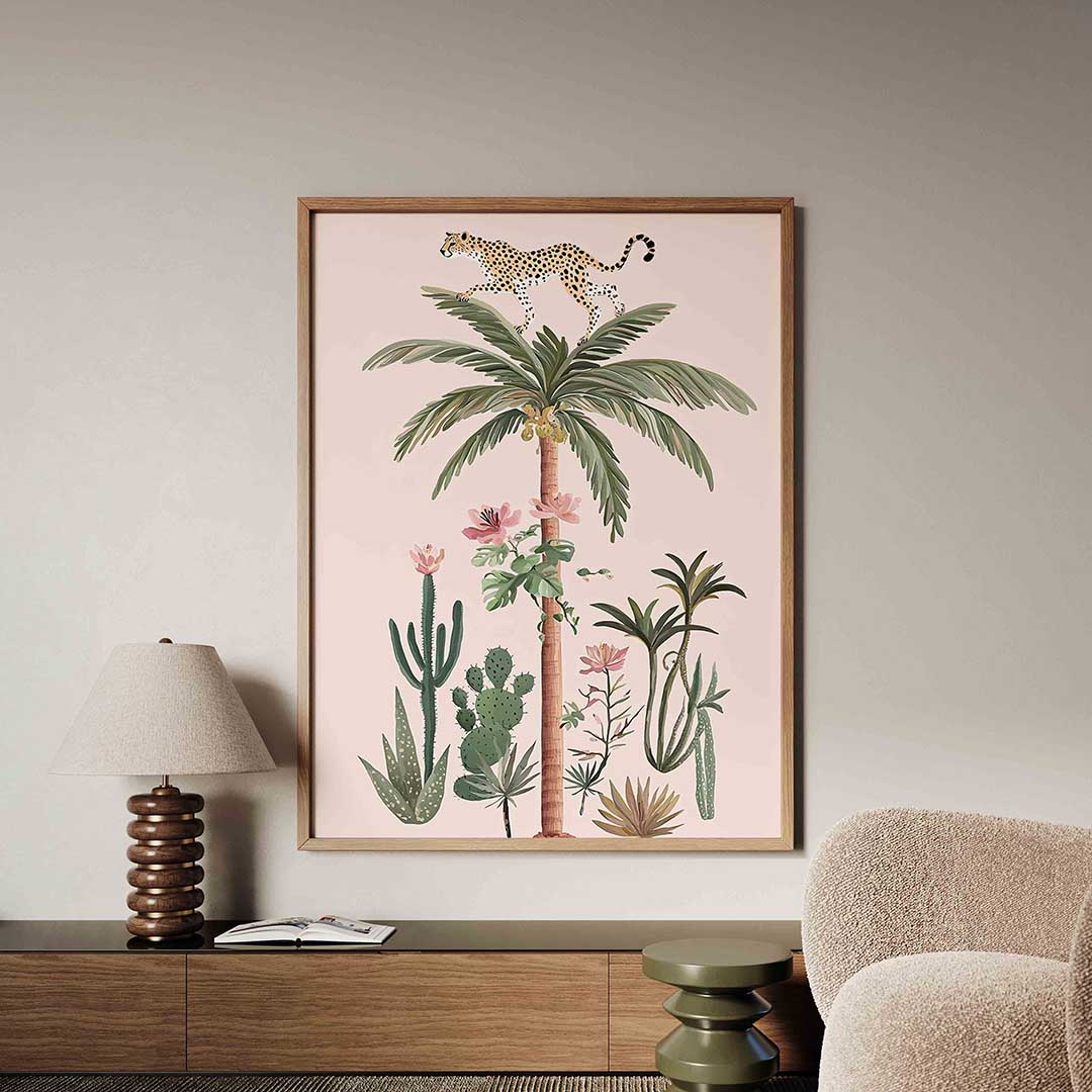 Luipaard op palm Poster