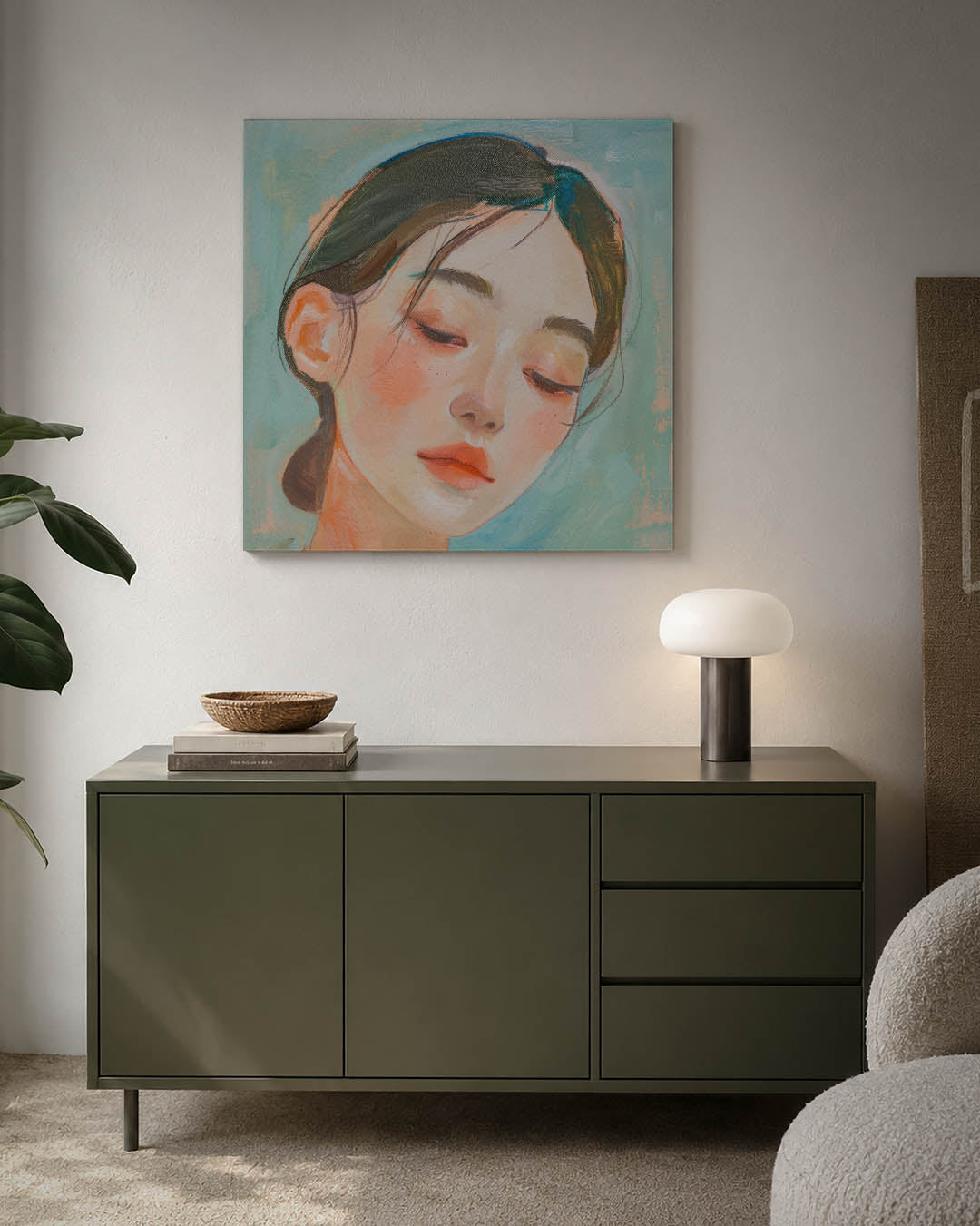 Dromerige portretstudie Kunstwerk