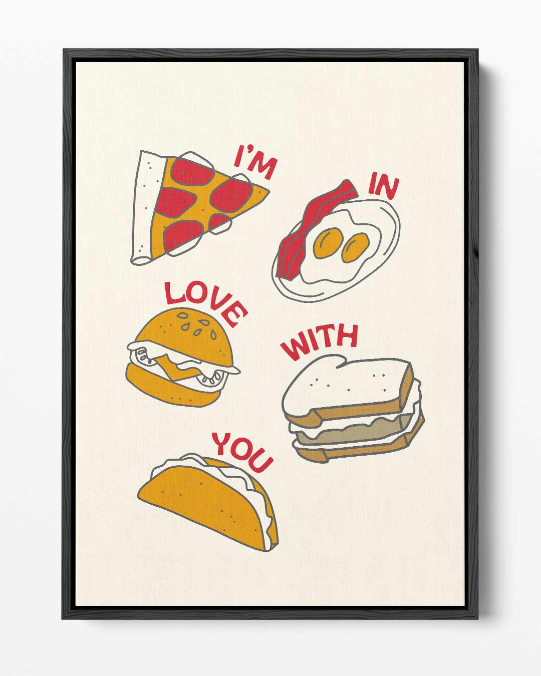 Liefde voor Eten Illustratie Kunstwerk-canvas-dibond-plexiglas-wanddecoratie-WallArtistic