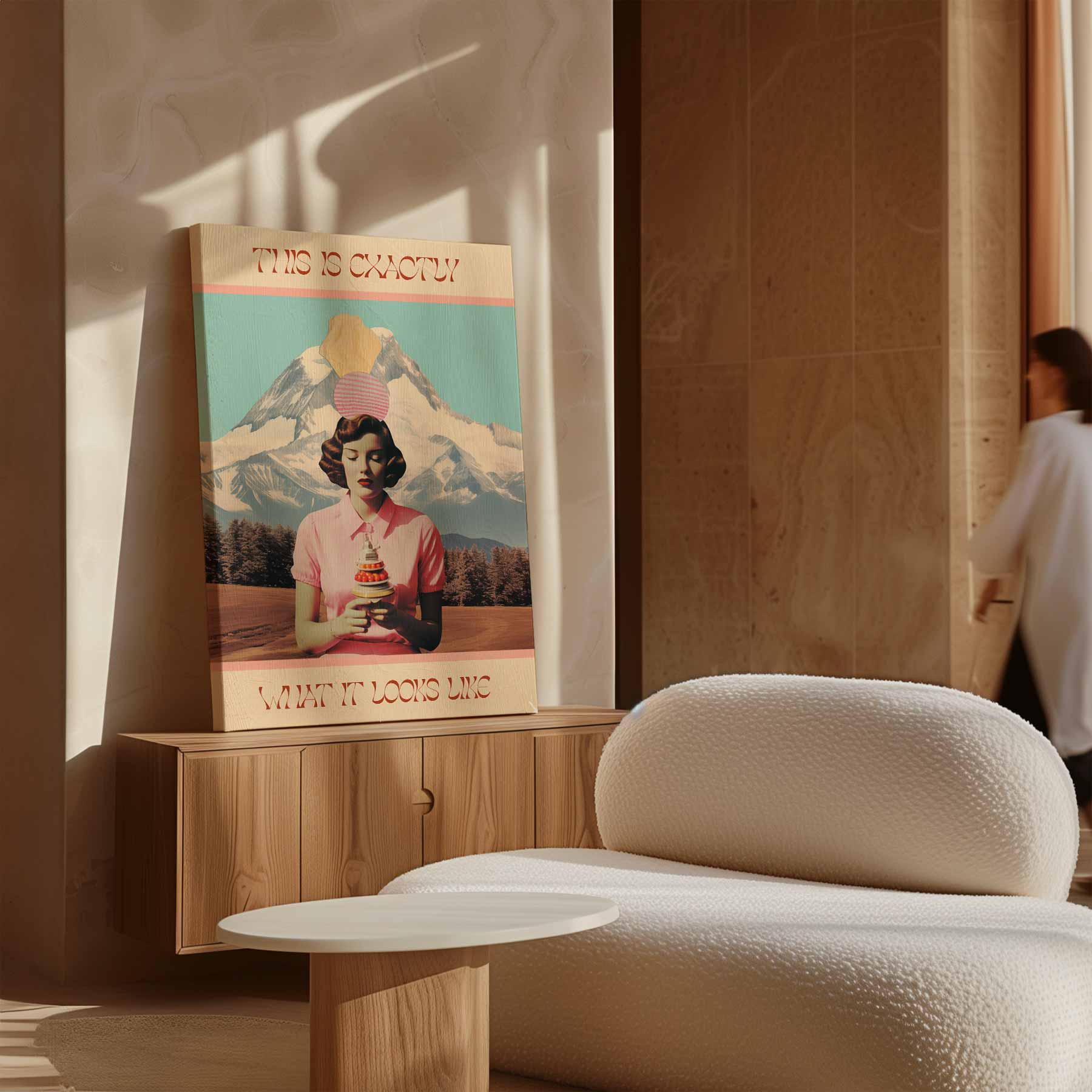 Surrealistische Dame met IJs Kunstwerk-canvas-dibond-plexiglas-wanddecoratie-WallArtistic