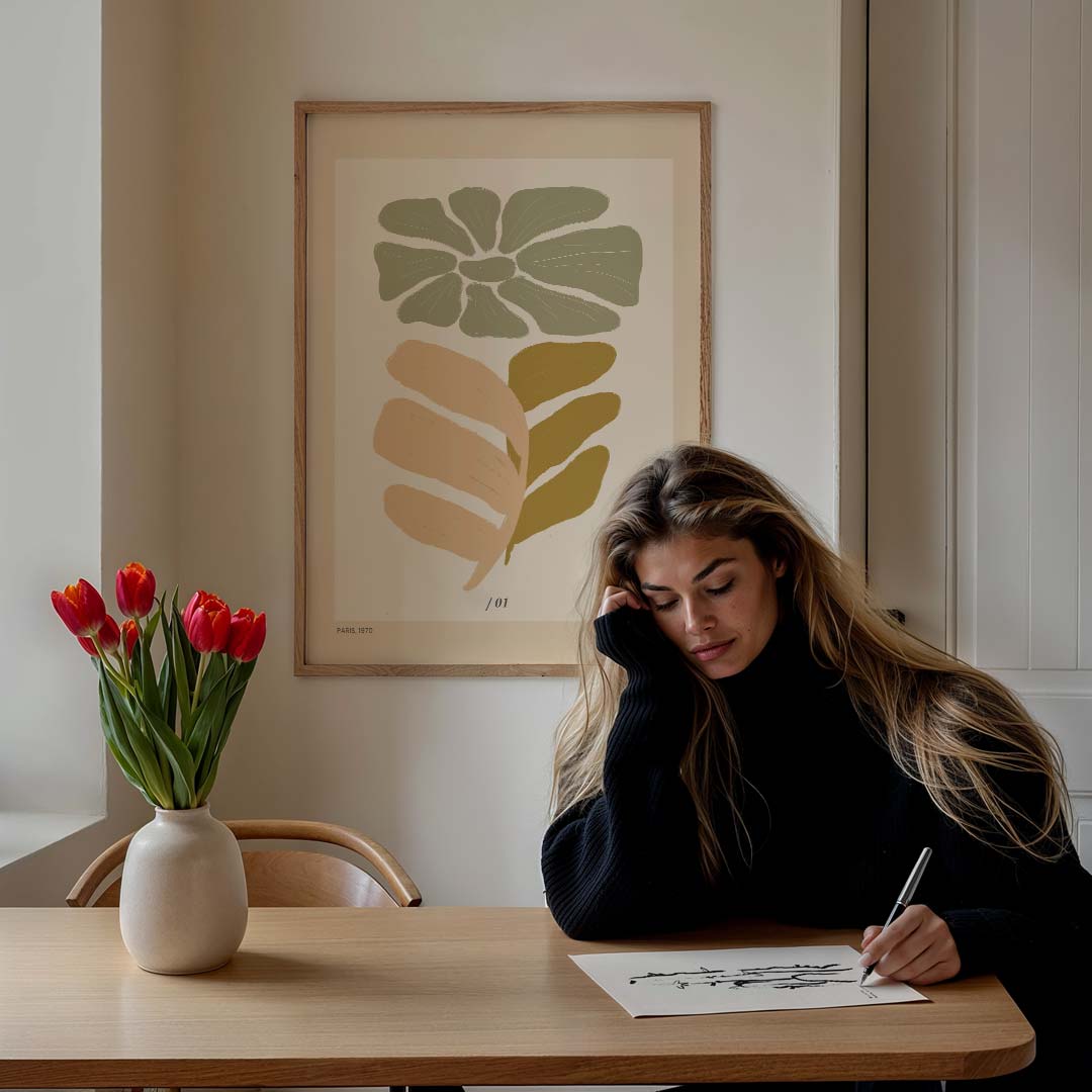 Botanische Retro Bloemenposter-WallArtistic