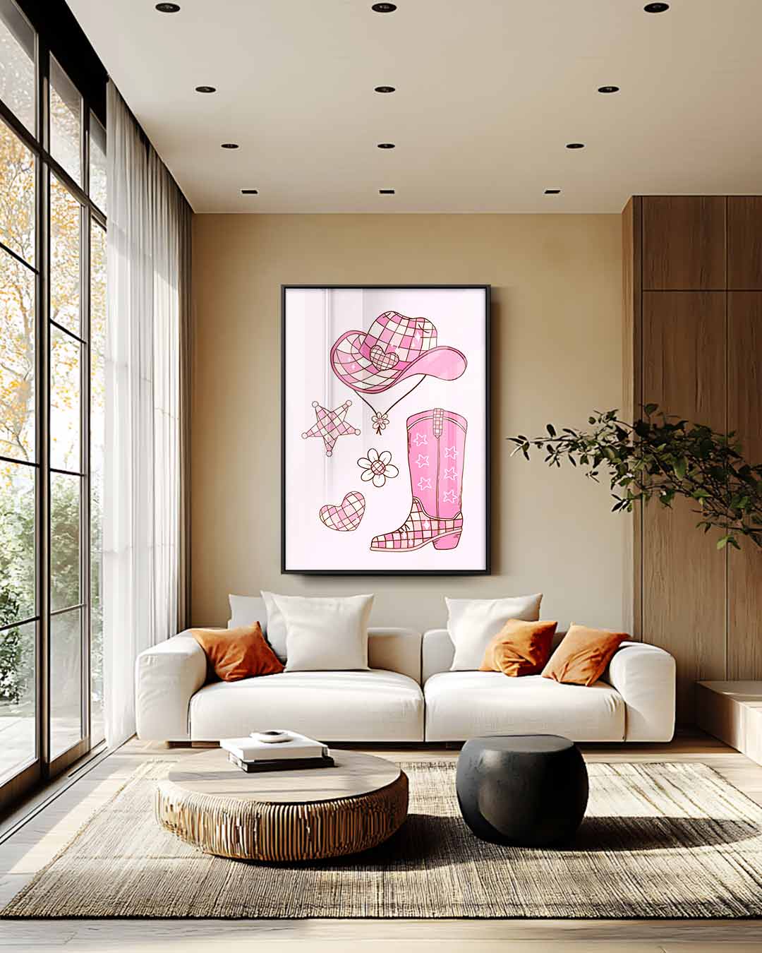 Vrolijke Cowboy Dromen Kunstwerk-canvas-dibond-plexiglas-wanddecoratie-WallArtistic