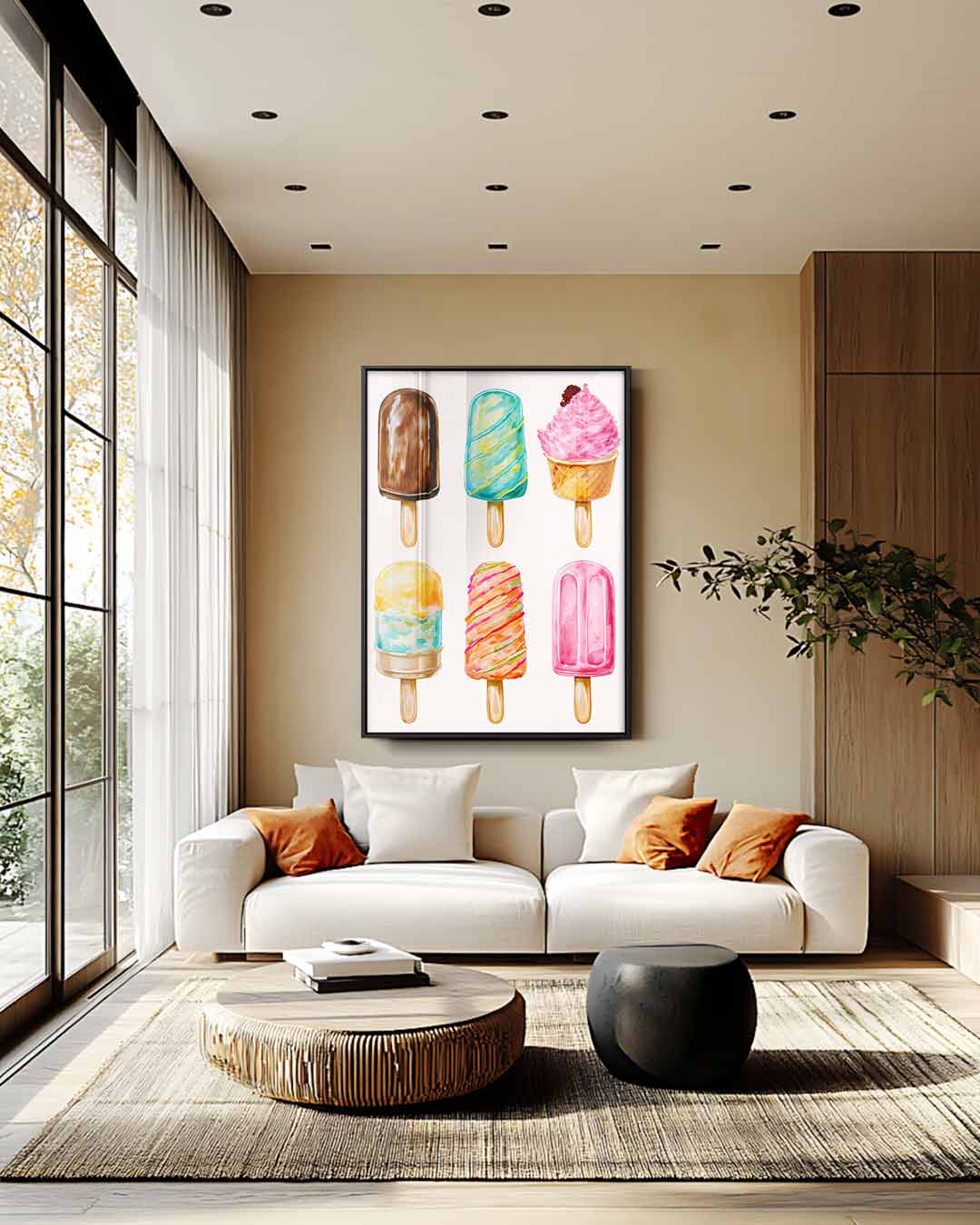 Kleurige IJsjes Illustratie Kunstwerk-canvas-dibond-plexiglas-wanddecoratie-WallArtistic