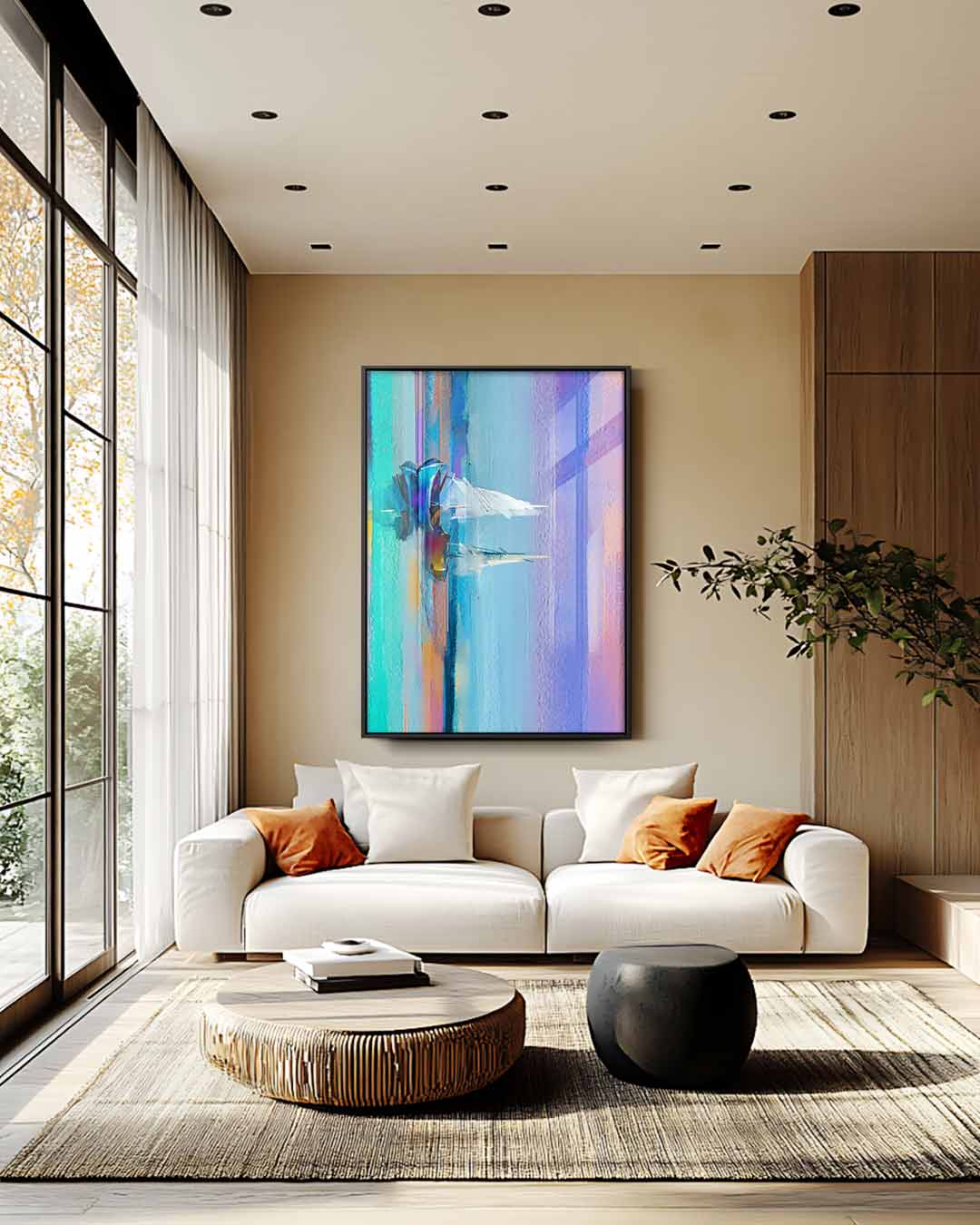 Kleurrijke Abstracte Horizon Kunstwerk-canvas-dibond-plexiglas-wanddecoratie-WallArtistic