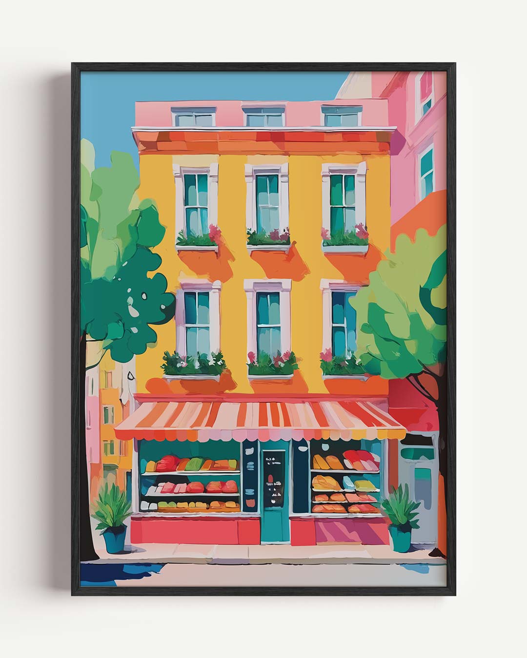 Vrolijke Straat in de Zomerzon Poster