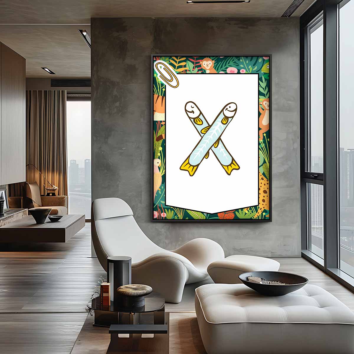 Vrolijke Vissenprint Kunstwerk-canvas-dibond-plexiglas-wanddecoratie-WallArtistic