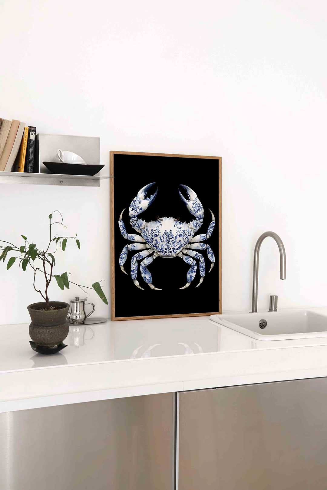 Blauw witte krab Poster