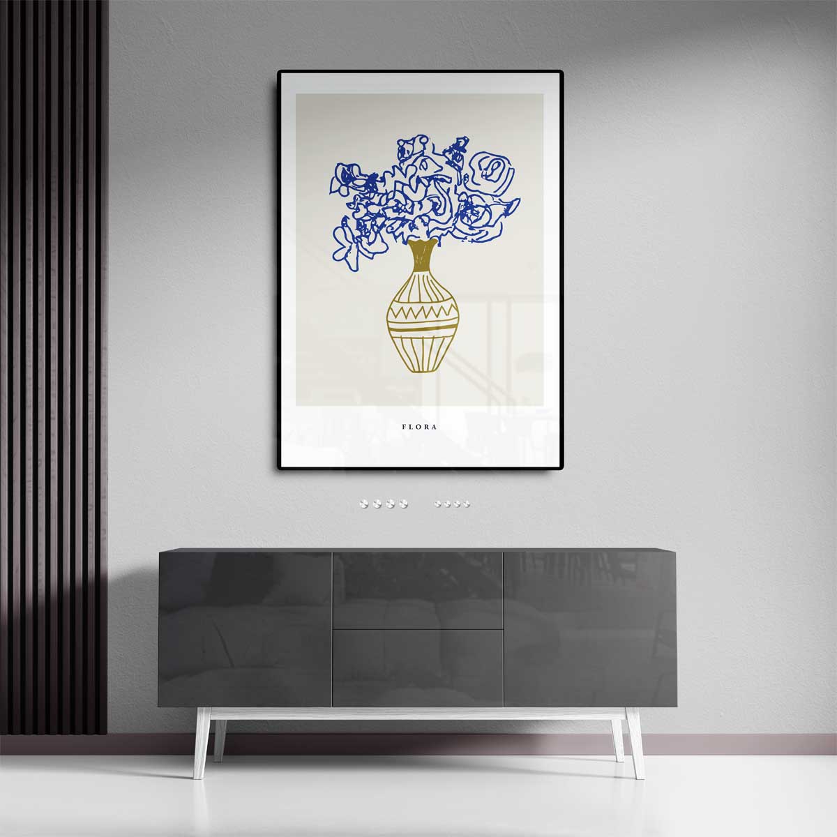 Bloeiend Geel en Blauw Kunstwerk-canvas-dibond-plexiglas-wanddecoratie-WallArtistic