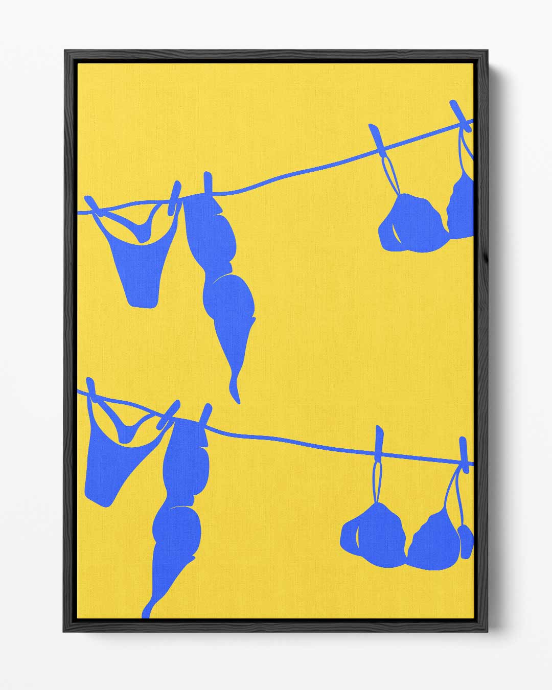 Waslijn in Blauwe Vormen Kunstwerk-canvas-dibond-plexiglas-wanddecoratie-WallArtistic