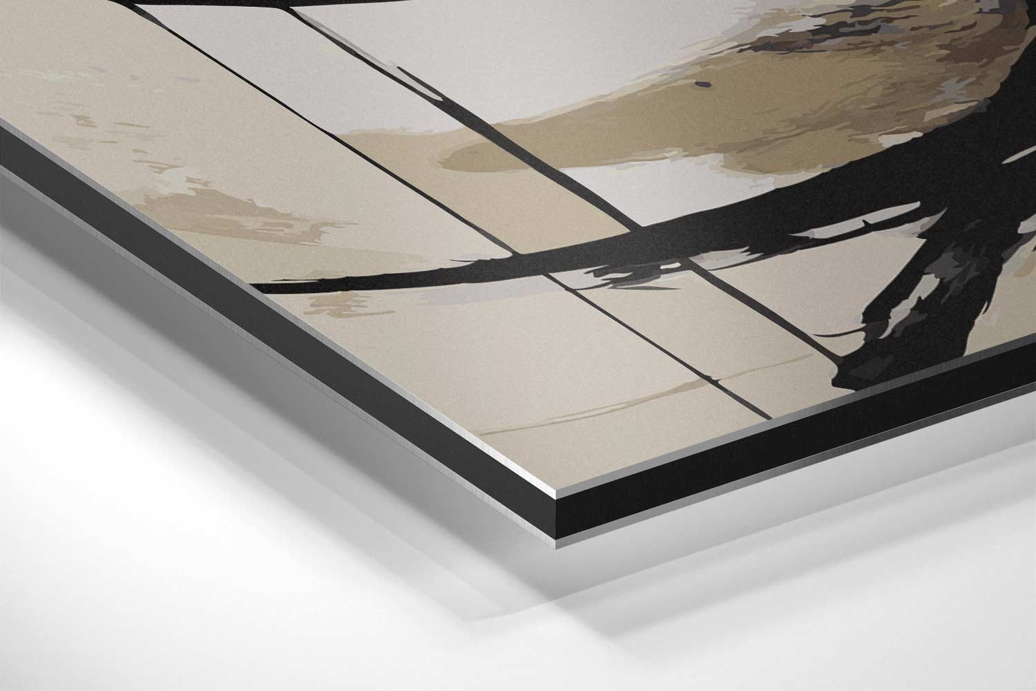Abstracte Zwarte Kalligrafie Kunstwerk-canvas-dibond-plexiglas-wanddecoratie-WallArtistic