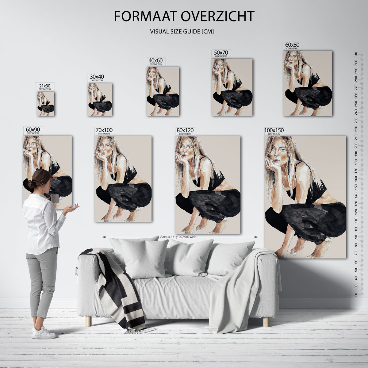 Vrouw in zwart wit Poster