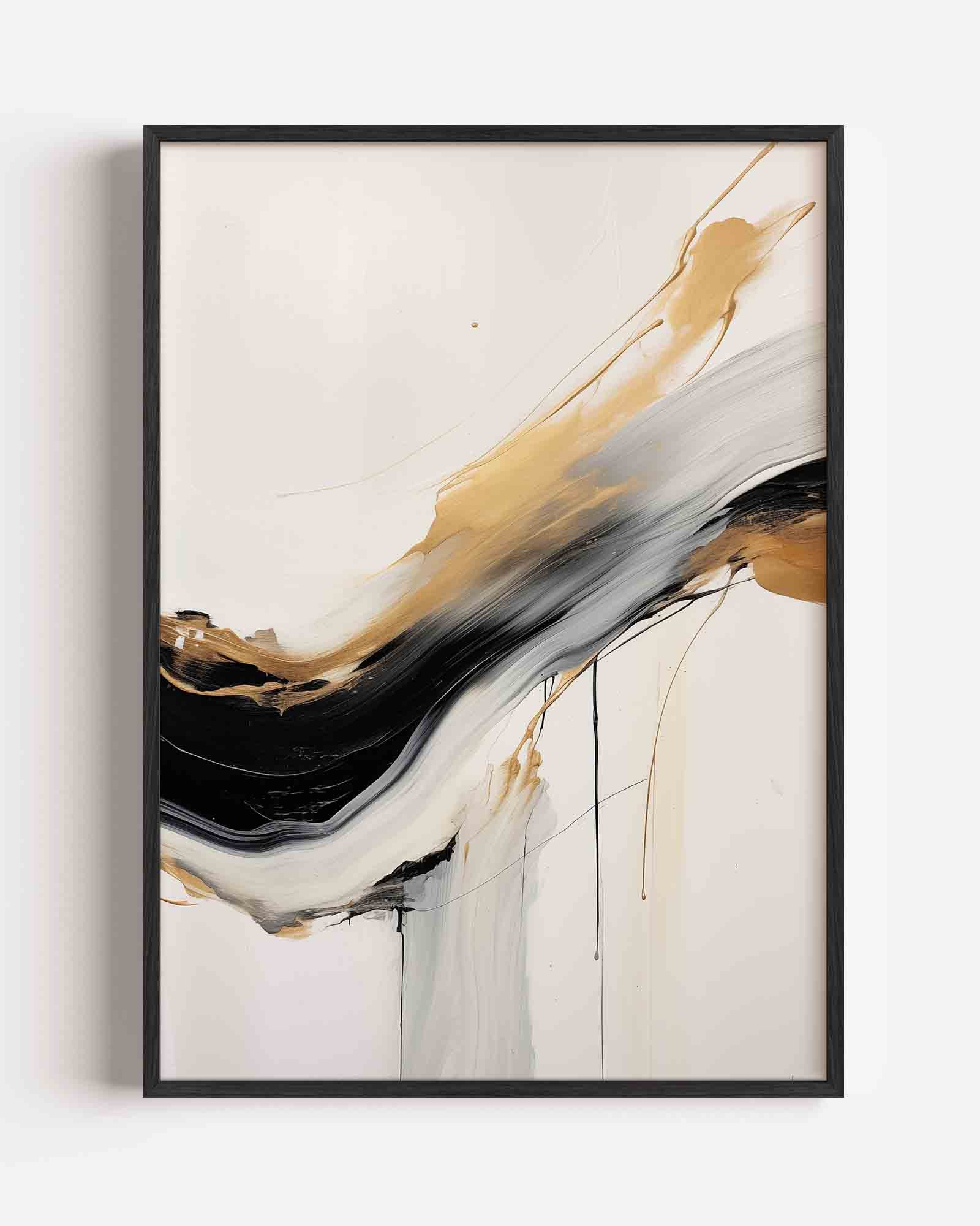 Gouden en zwarte stroom Poster