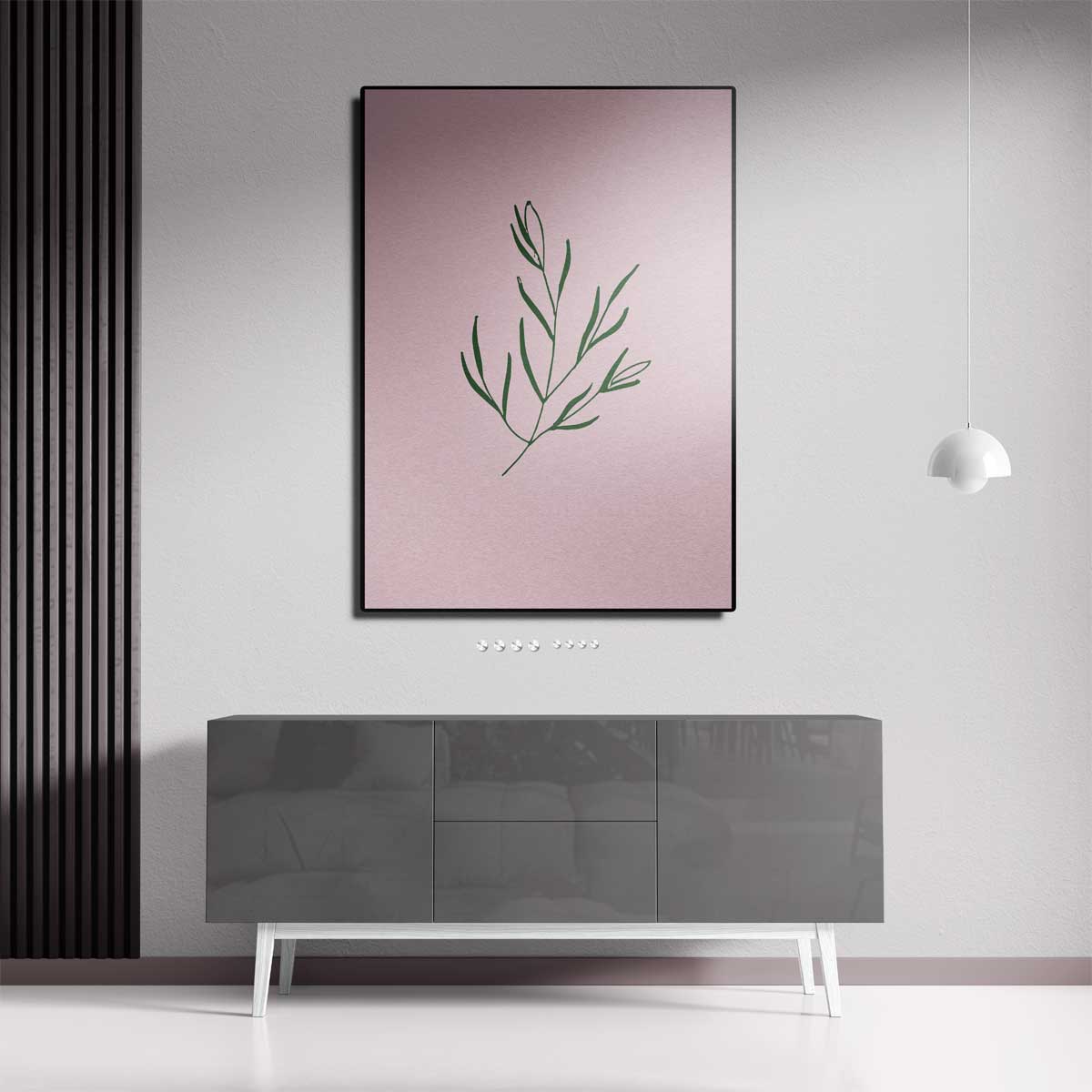Botanische Simpliciteit op Roze Kunstwerk-canvas-dibond-plexiglas-wanddecoratie-WallArtistic