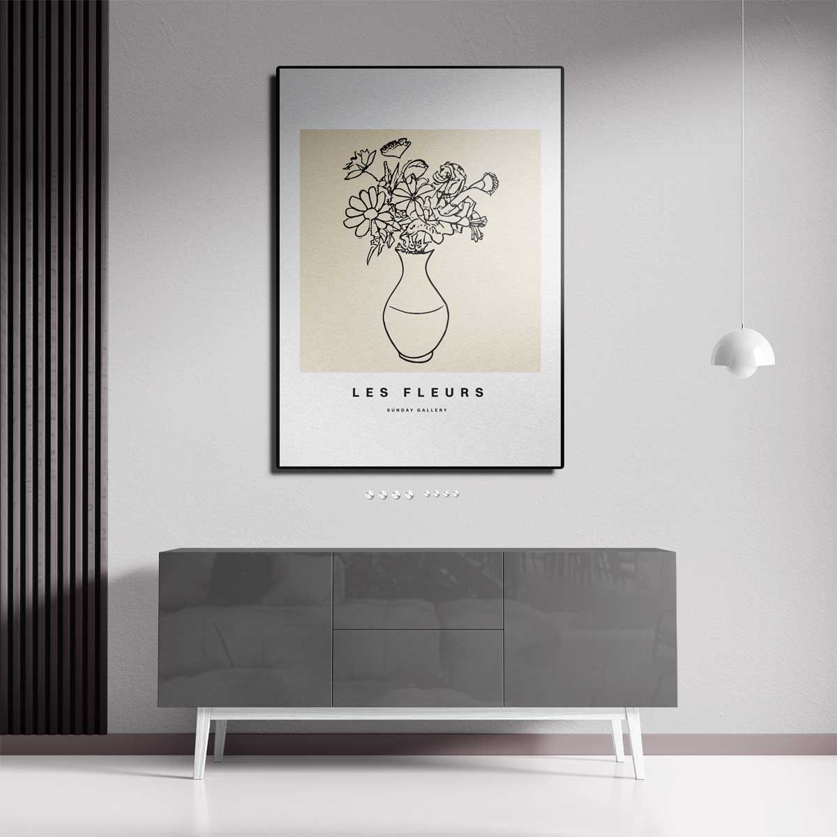 Les Fleurs Lijntekening Kunstwerk-canvas-dibond-plexiglas-wanddecoratie-WallArtistic