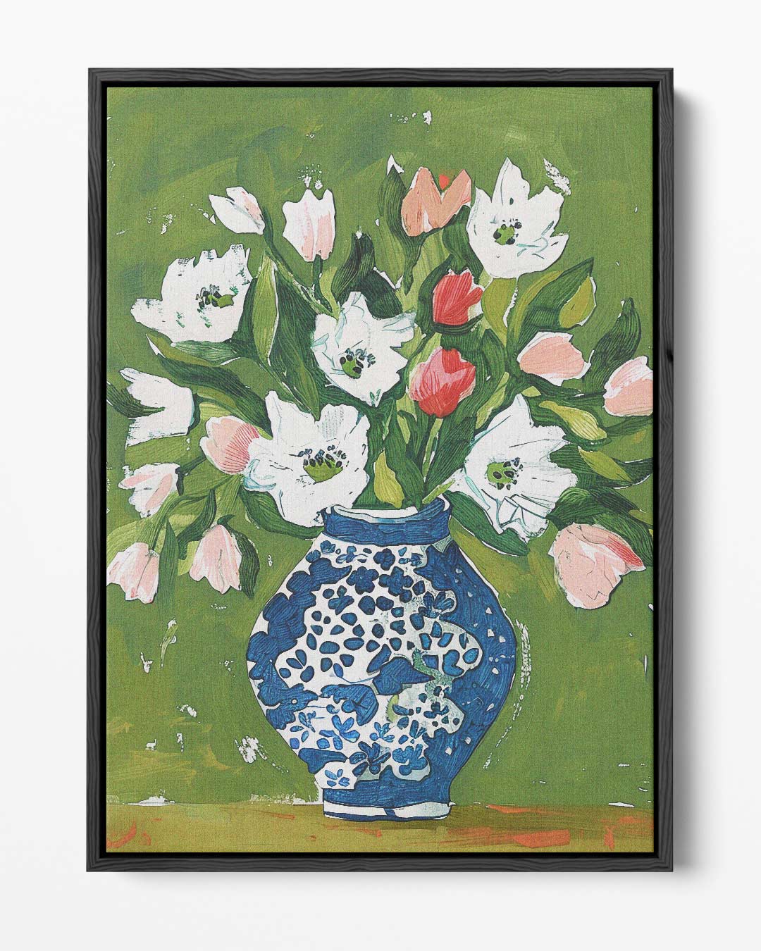 Bloemen in Blauwe Vaas Kunstwerk-canvas-dibond-plexiglas-wanddecoratie-WallArtistic