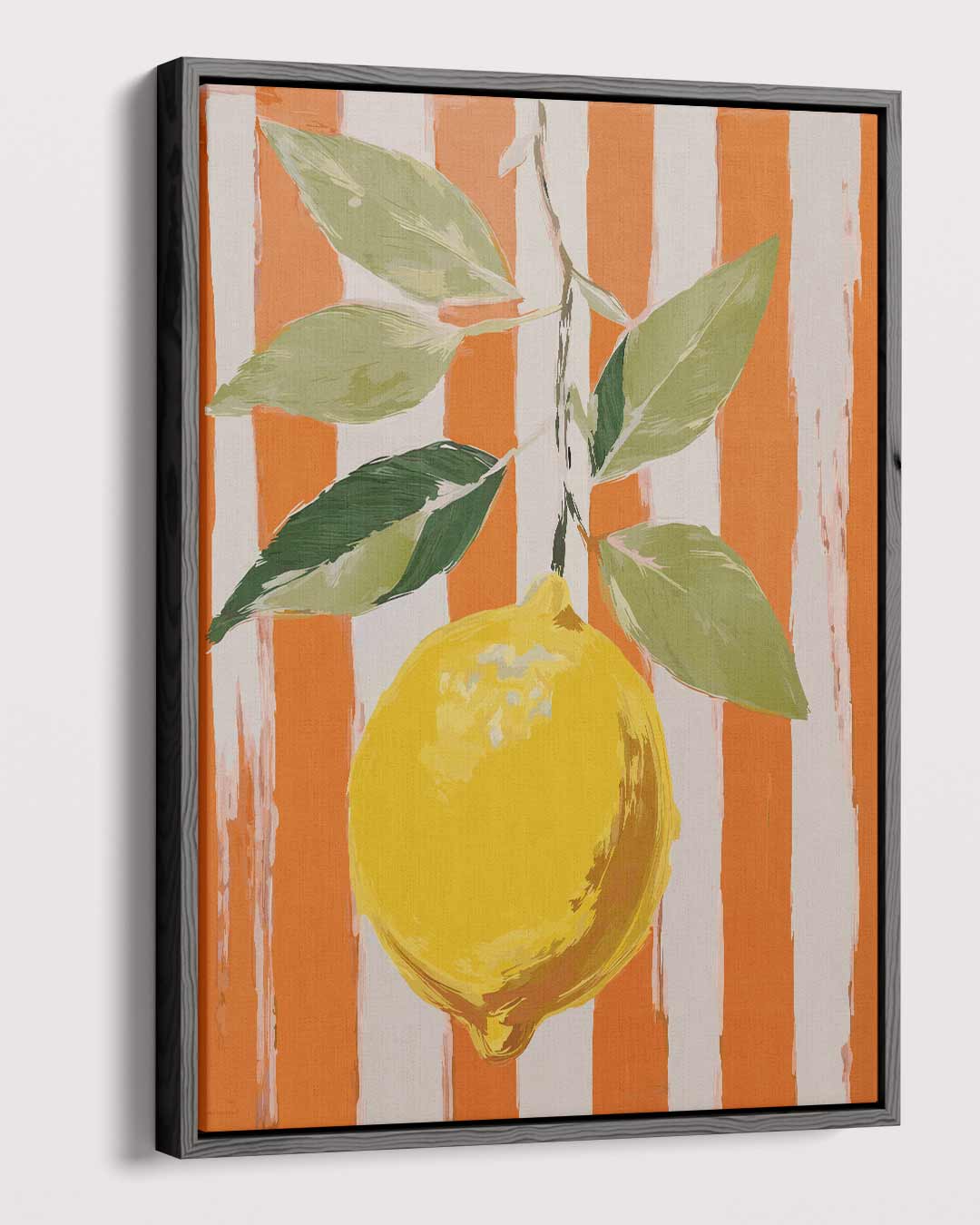 Frisse Citroen op Oranje Kunstwerk-canvas-dibond-plexiglas-wanddecoratie-WallArtistic