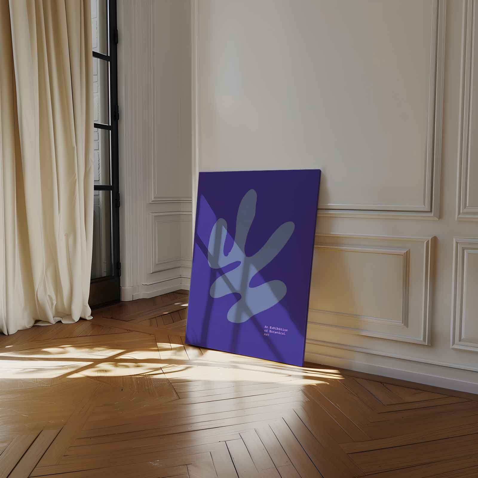 Blauwe Botanische Expressie Kunstwerk-canvas-dibond-plexiglas-wanddecoratie-WallArtistic
