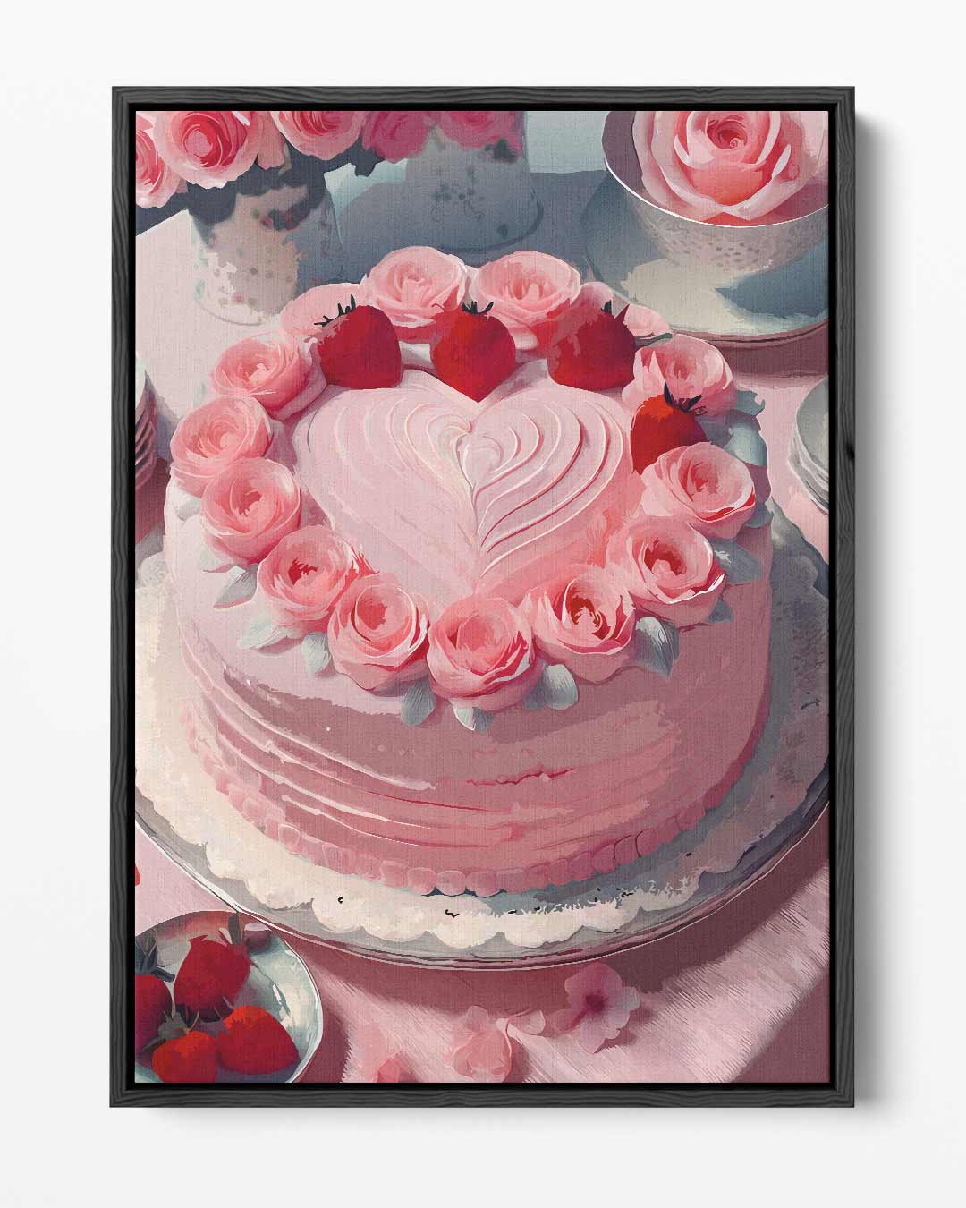 Romantische Rozen Taart Kunstwerk-canvas-dibond-plexiglas-wanddecoratie-WallArtistic