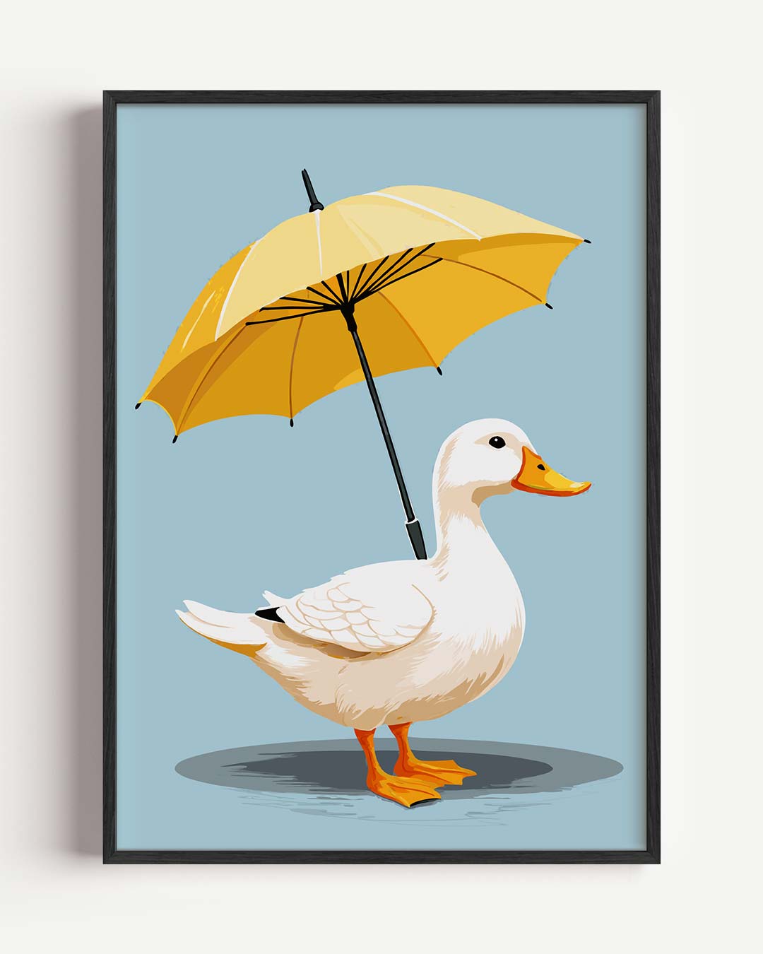Vrolijke Eend met Paraplu Poster