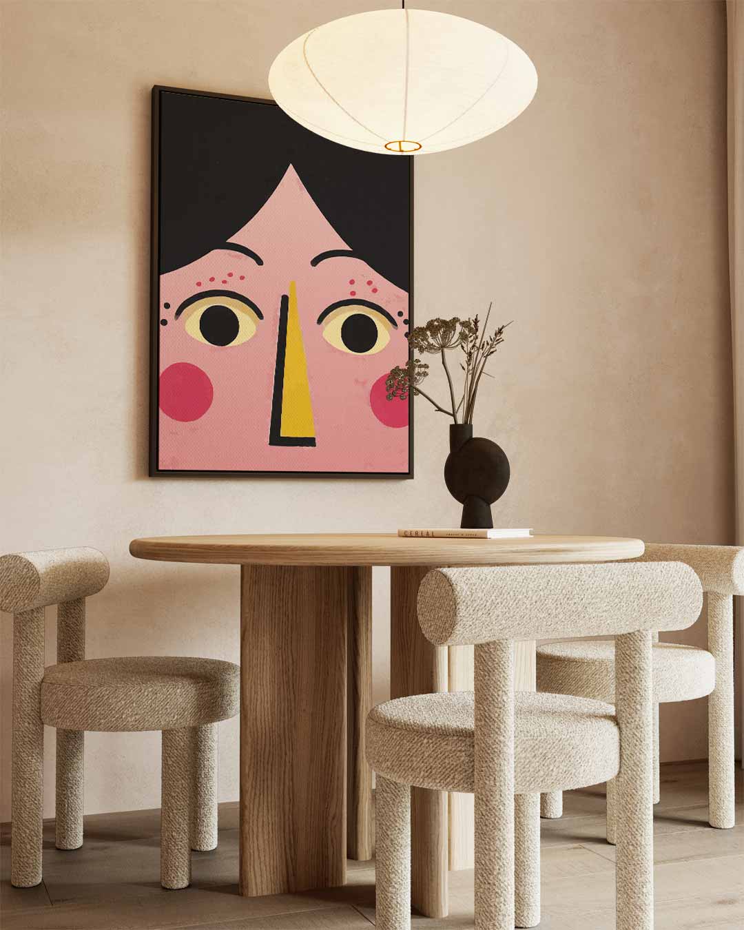 Vrolijk Gezicht Portret Kunstwerk-canvas-dibond-plexiglas-wanddecoratie-WallArtistic