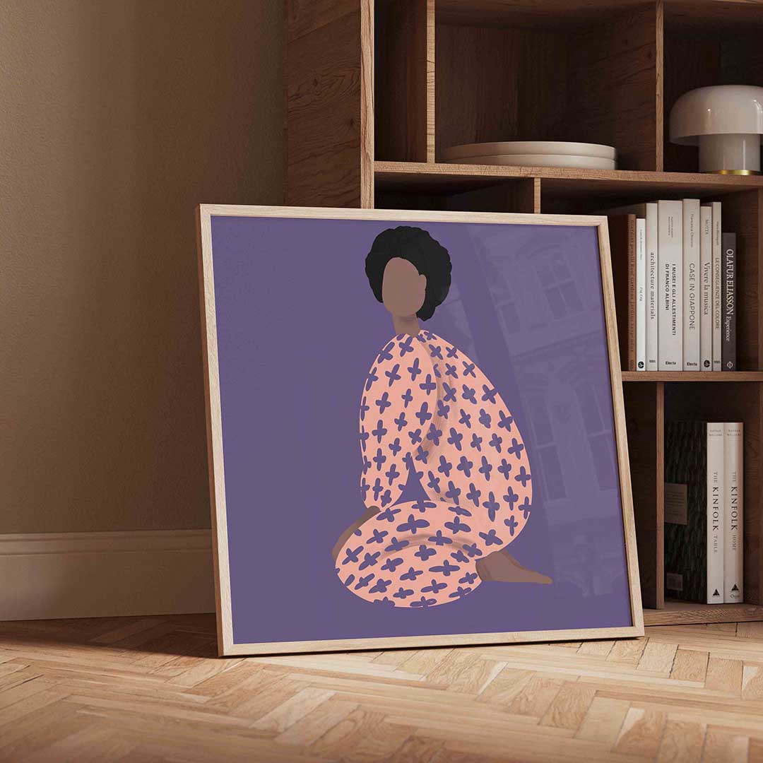 Zittende figuur met patroon Poster