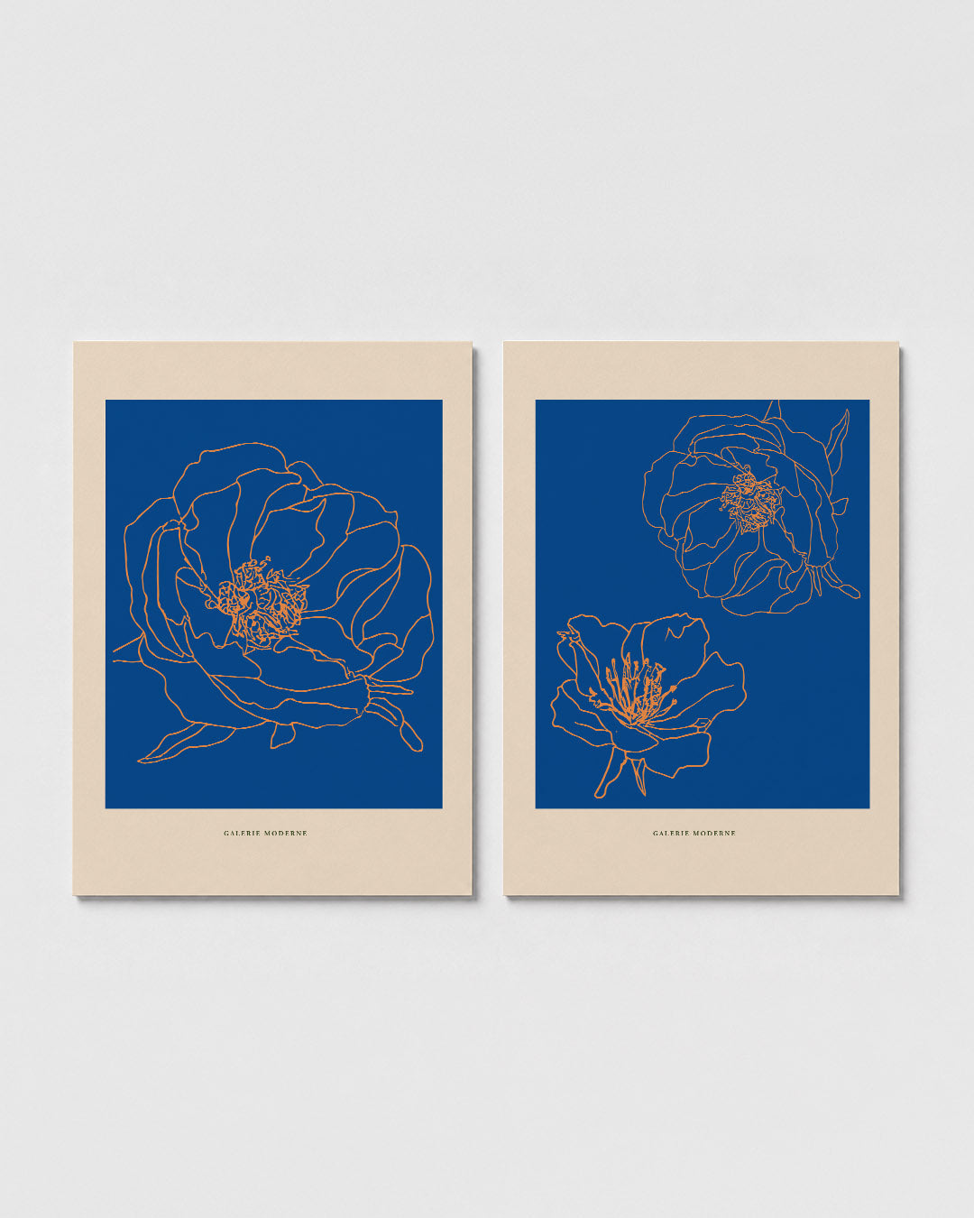 Lijnbloem op blauw Posterset