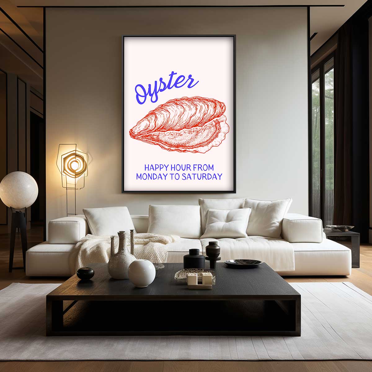 Oester Illustratie Poster Kunstwerk-canvas-dibond-plexiglas-wanddecoratie-WallArtistic